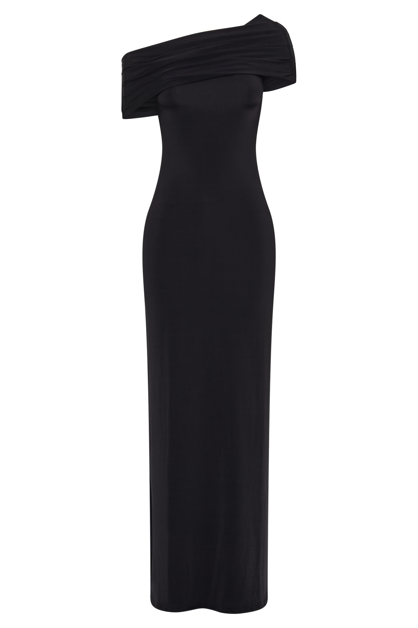 Vestido largo ajustado sin hombros Cassandra - Negro