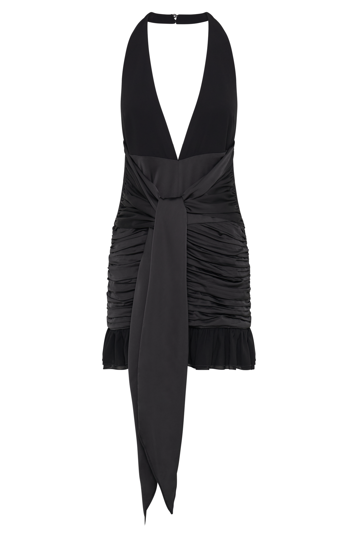 Vestido Mini de Chifón Satinado Ambrosi - Negro