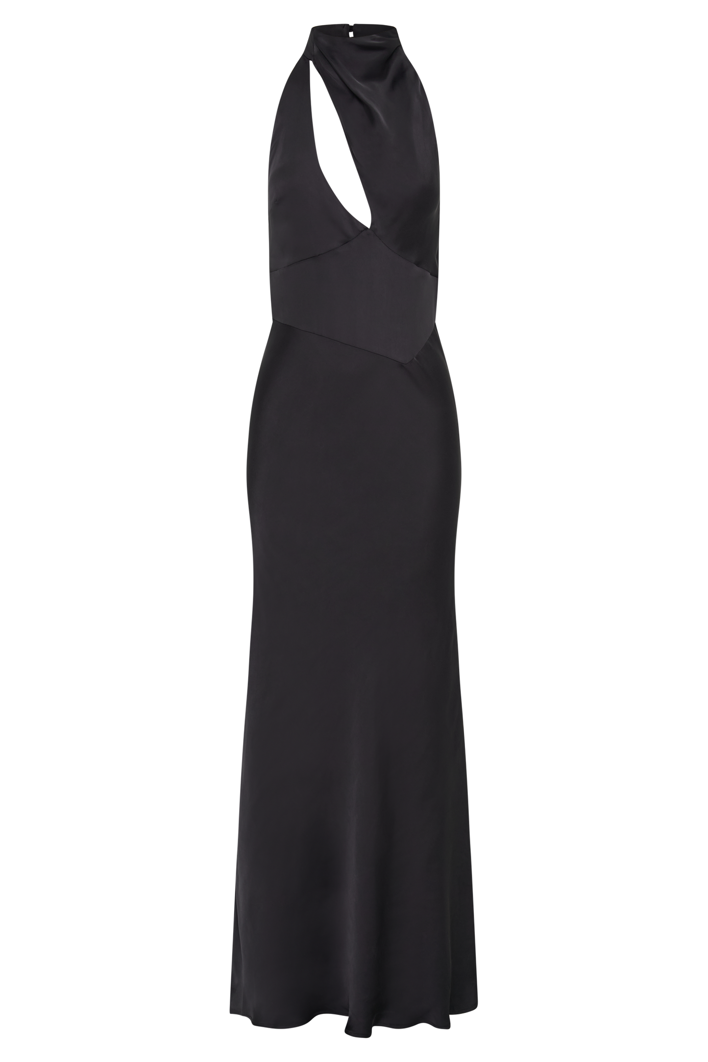 Vestido Maxi de Tirantes en Seda Belladona con Satin en Negro