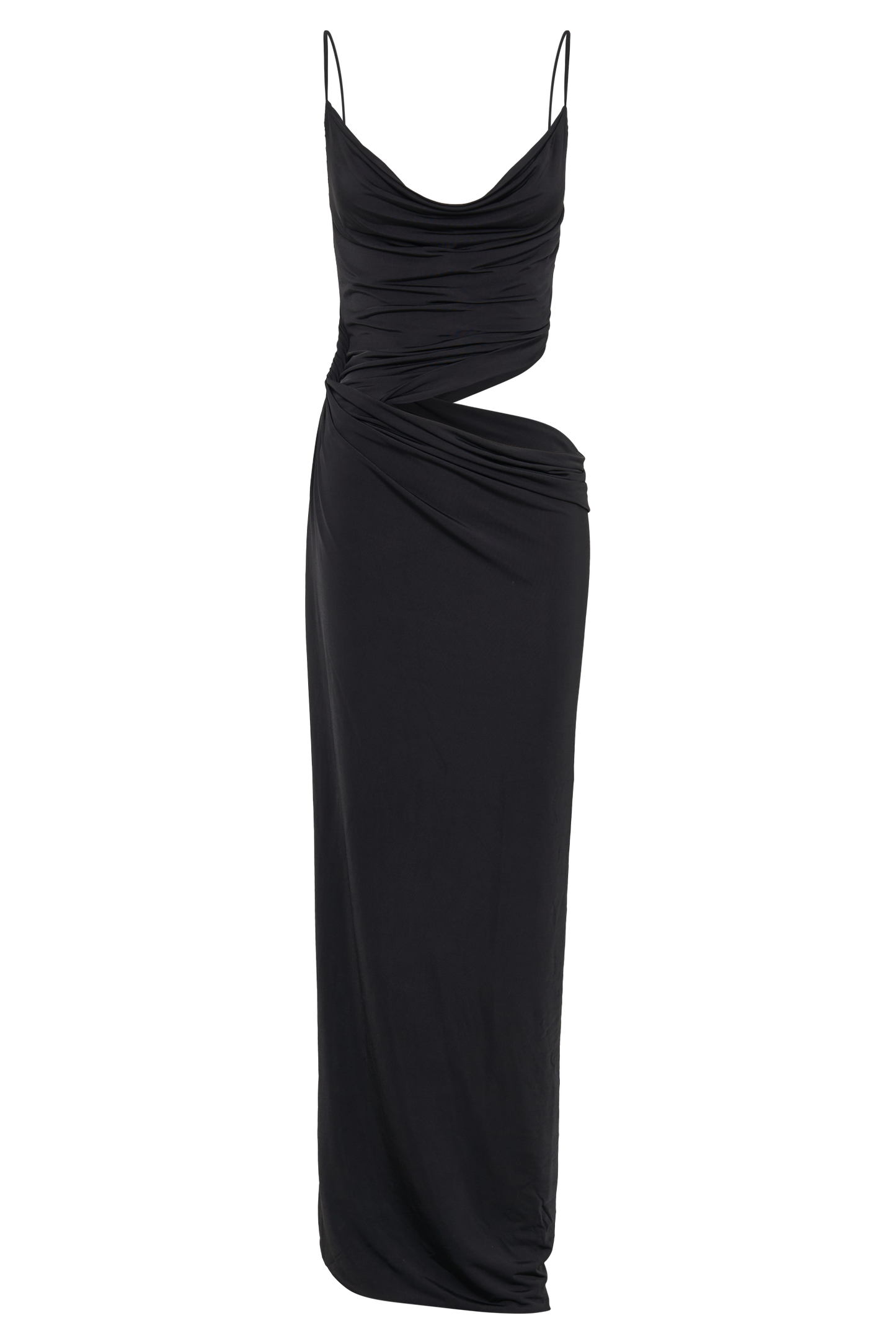 Vestido Maxi Draped Slinky Jemma - Negro