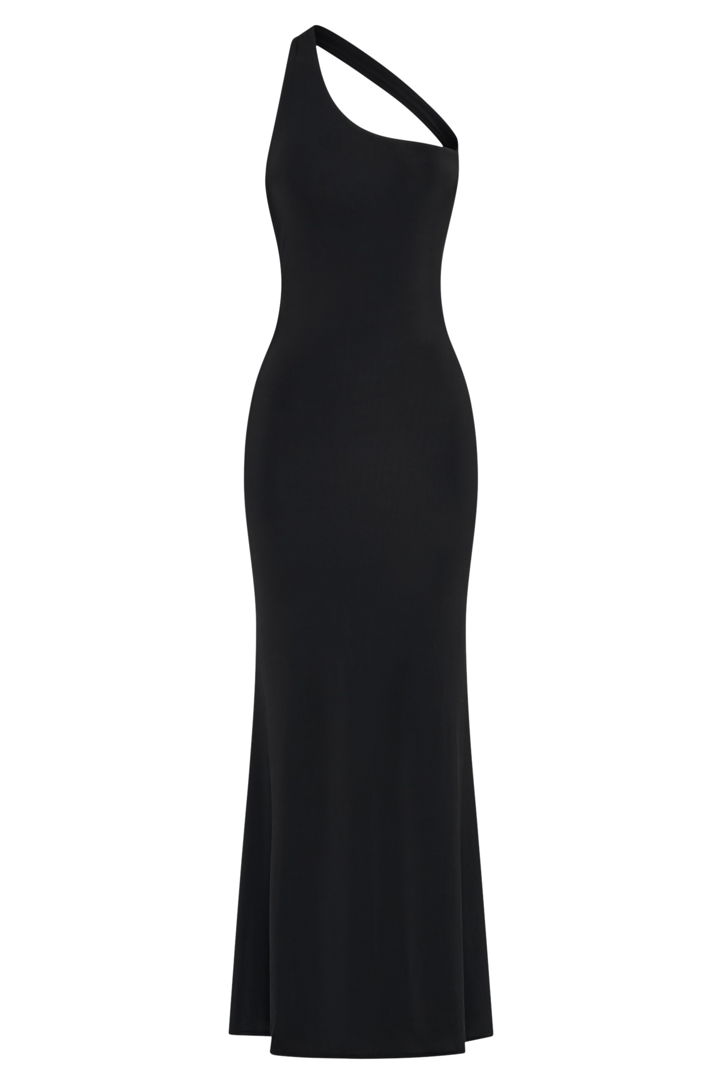 Vestido Maxi Asimétrico Slinky Marianne - Negro
