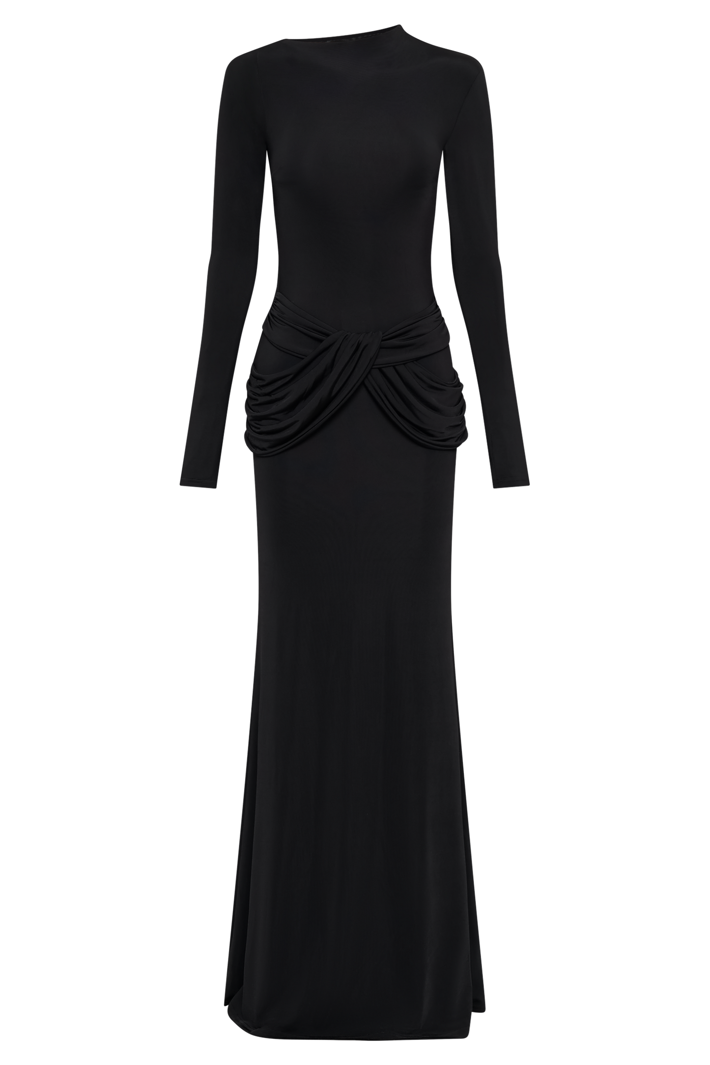 Vestido largo sutil de manga larga Halcyon - Negro