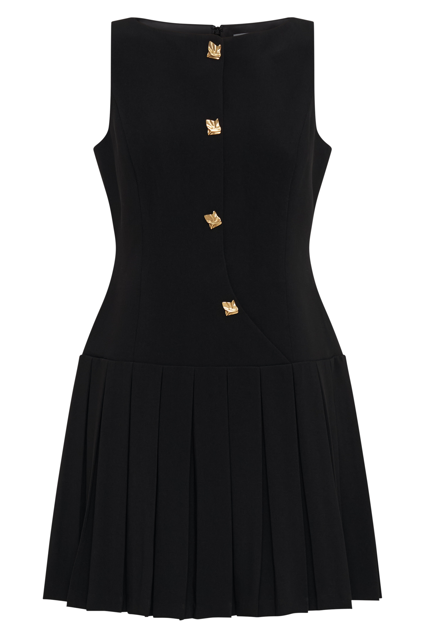 Vestido mini plisado sin mangas Mackenzie - Negro