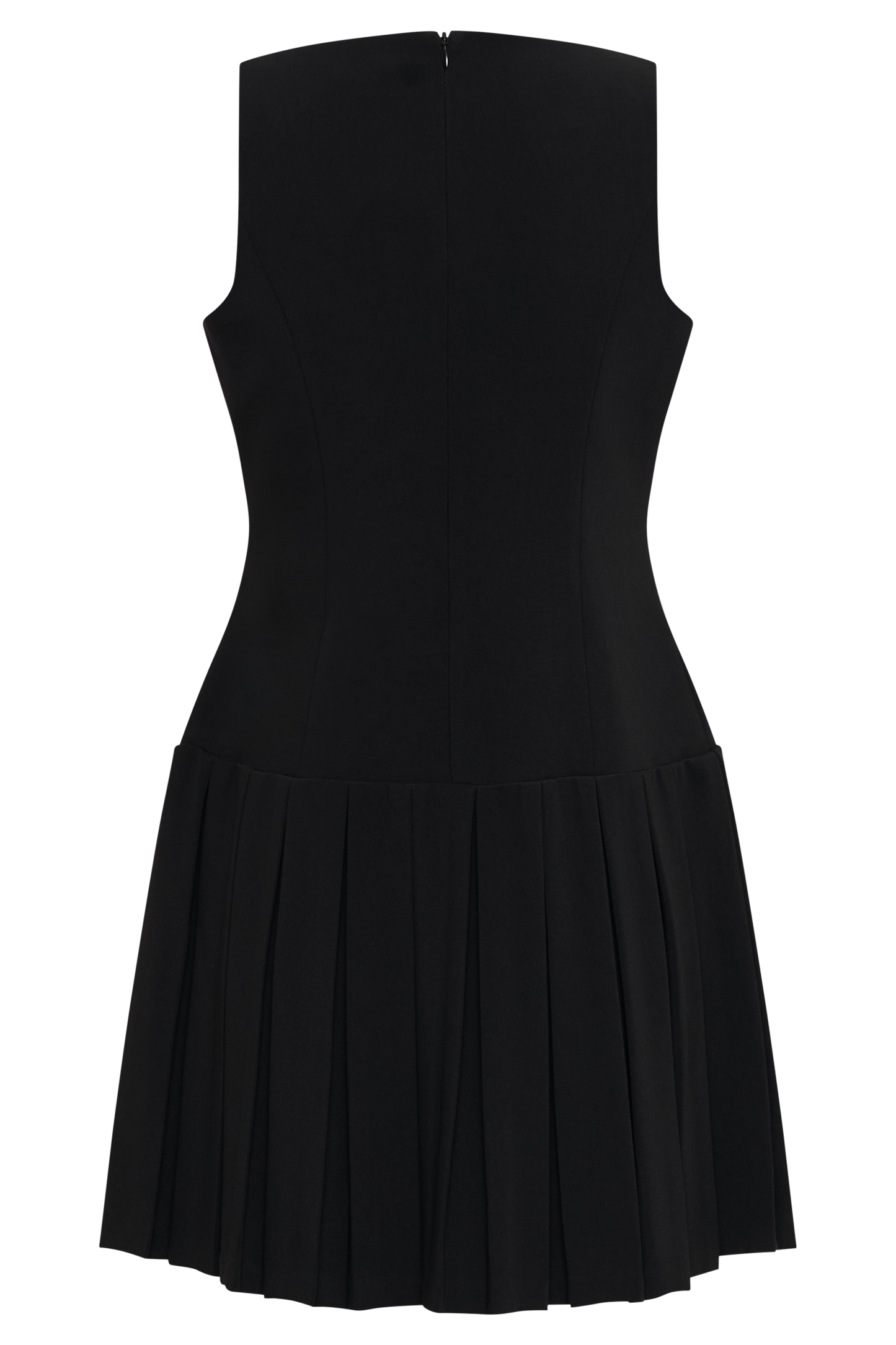 Vestido mini plisado sin mangas Mackenzie - Negro