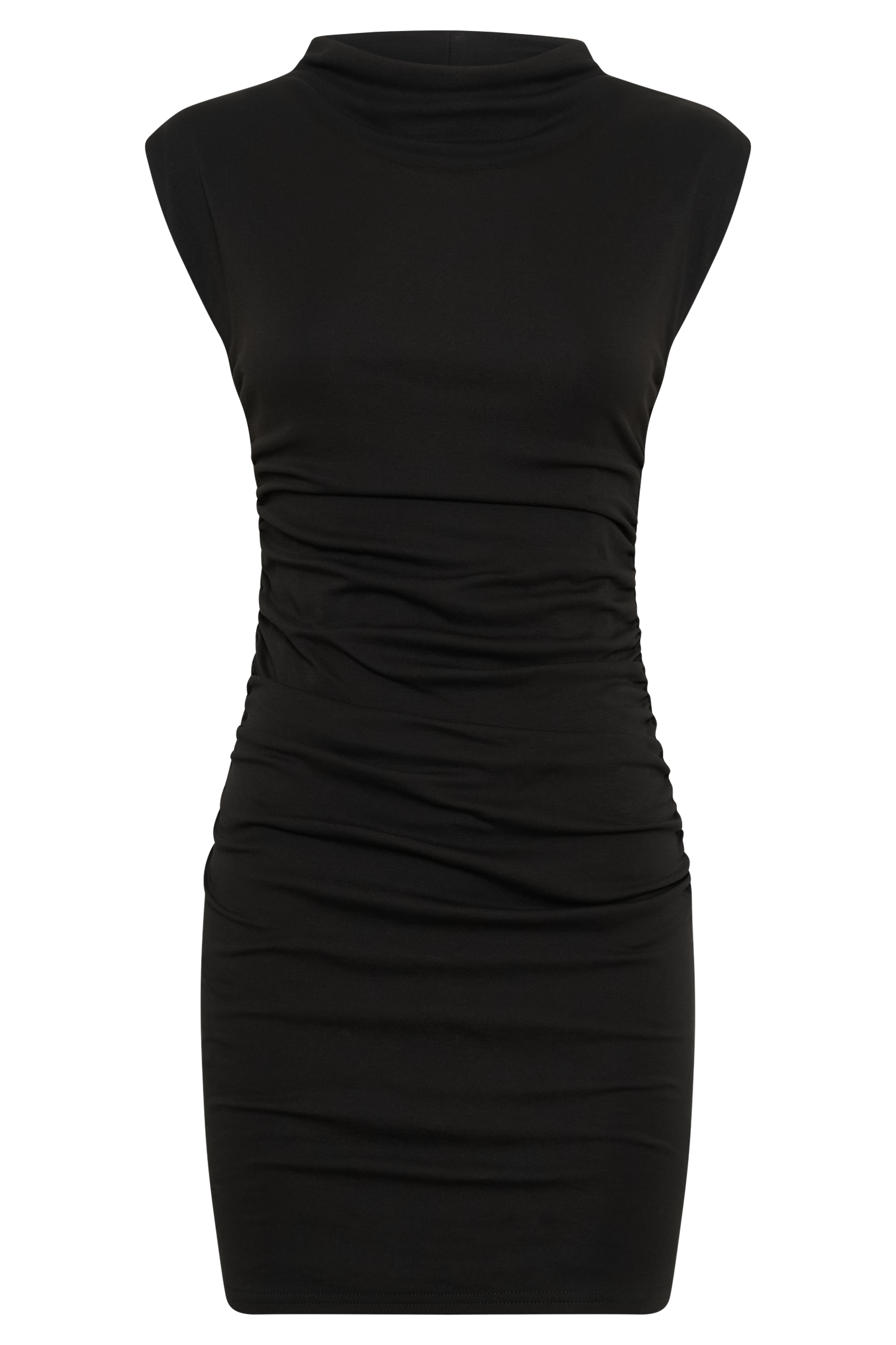 Vestido mini sin mangas con cuello alto Elliot - Negro