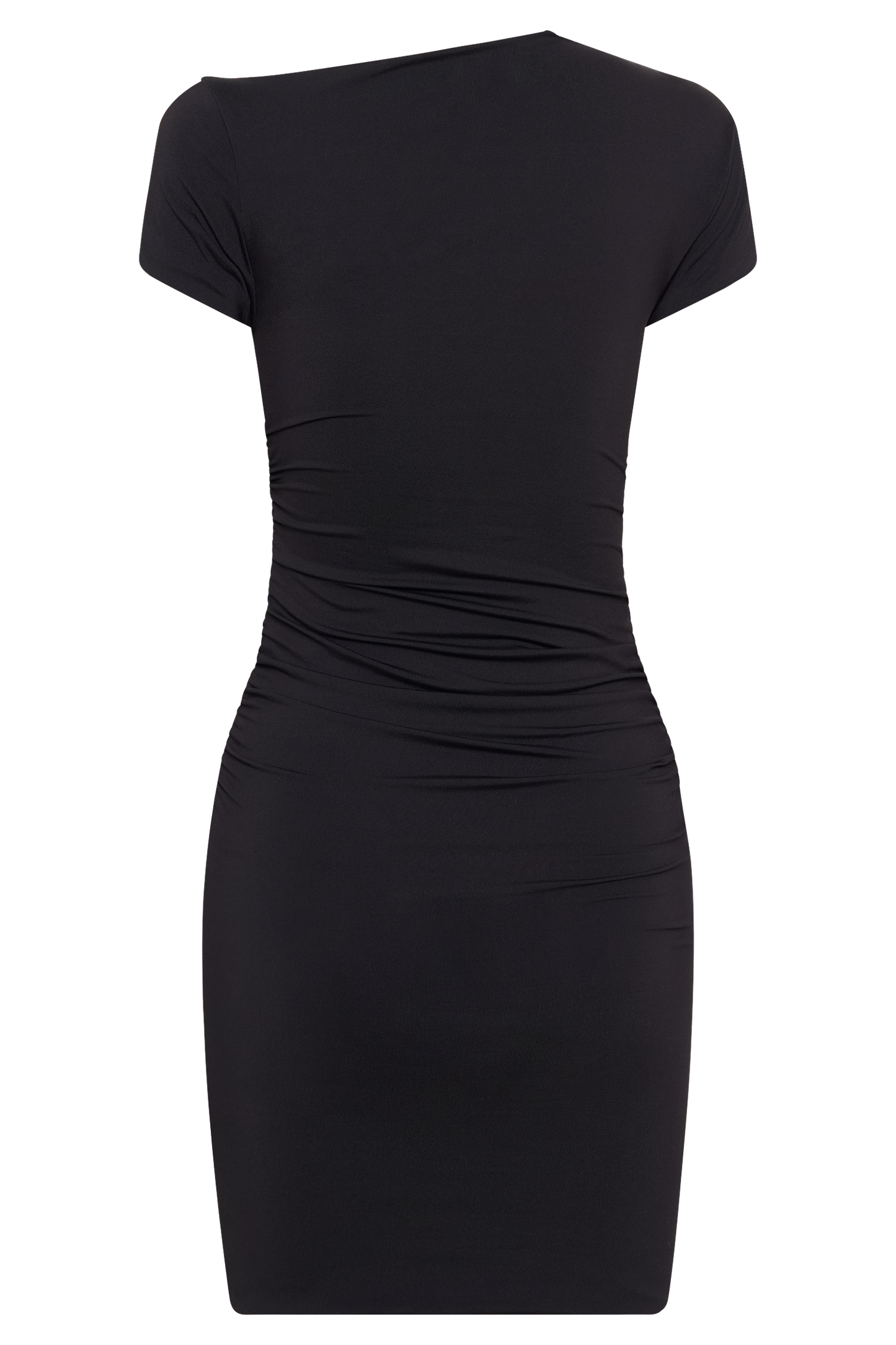 Vestido mini ajustado con mangas de capa estilo ruched de Cersei - Negro