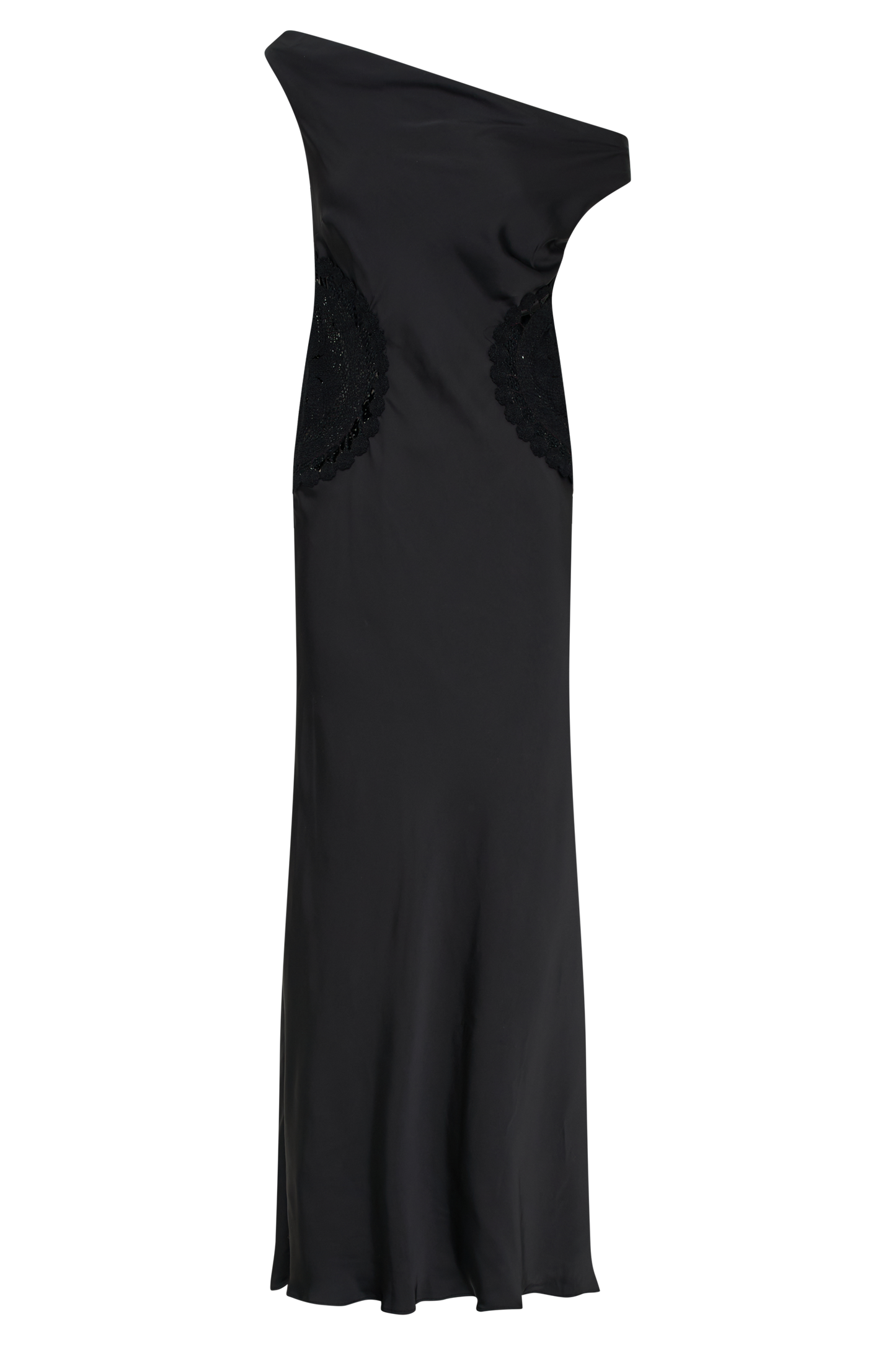 Vestido maxi Kristina Satin con encaje - Negro