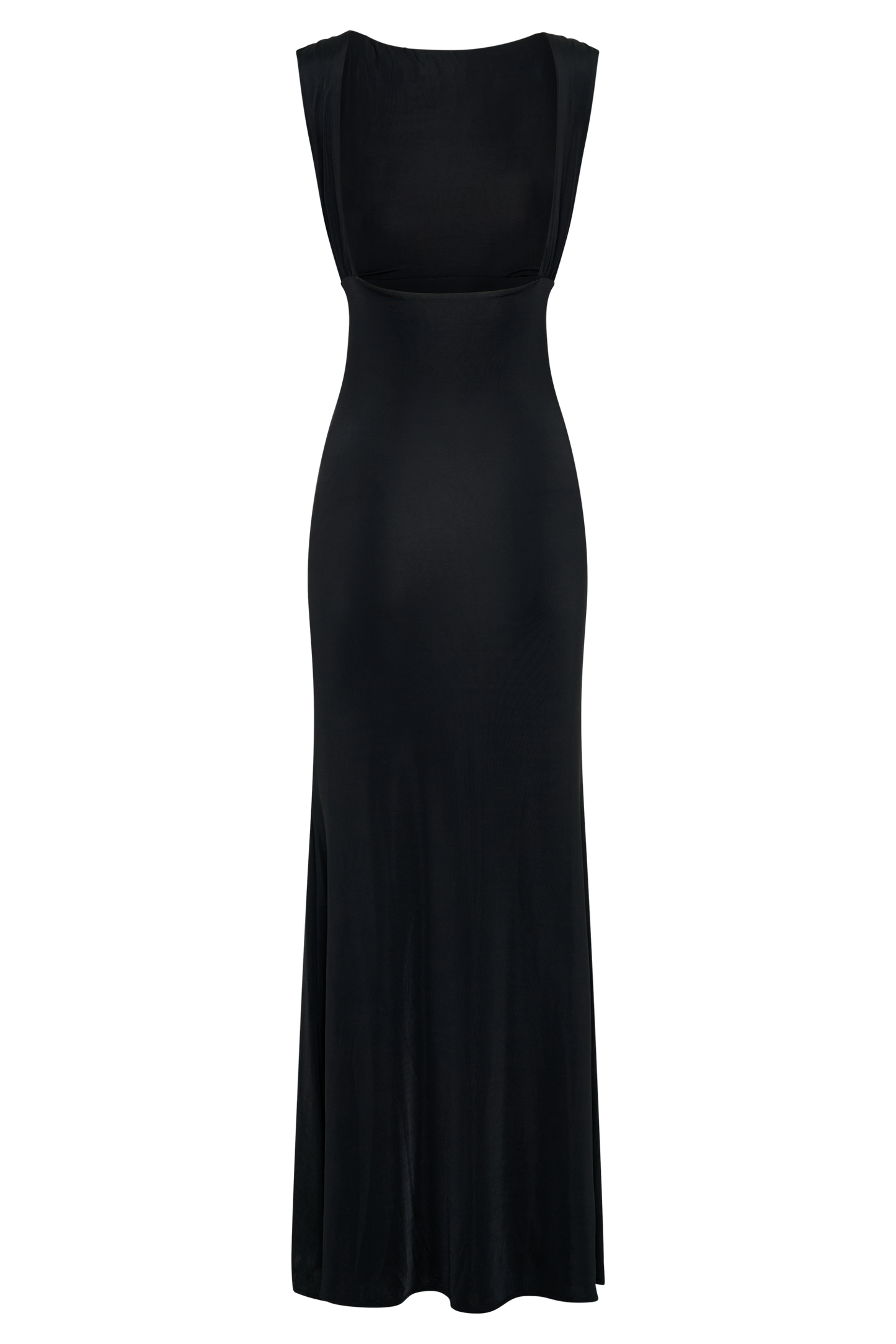 Vestido largo tipo sirena Malia con frunces en negro
