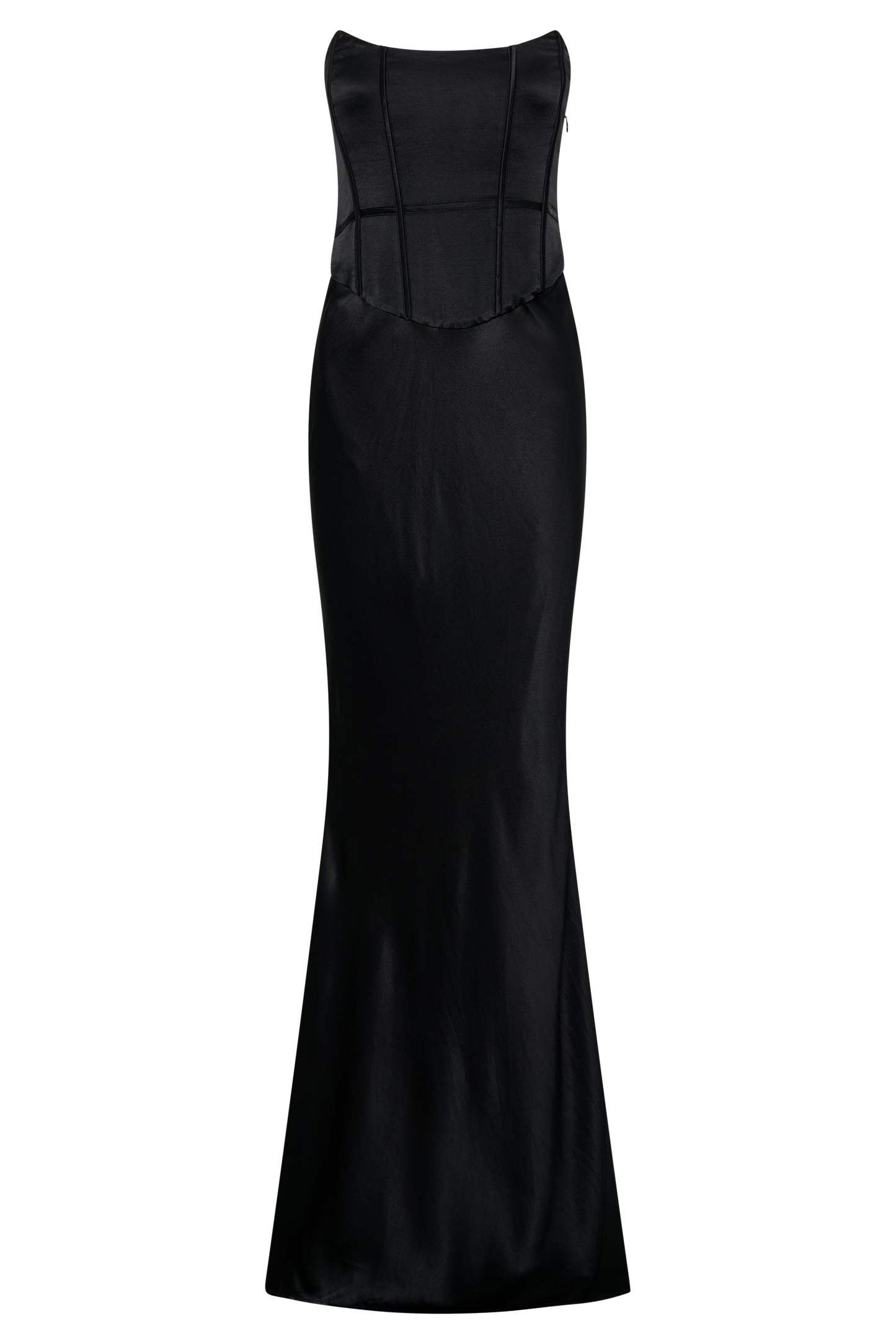 Vestido largo sin tirantes de satén Harlow - Negro