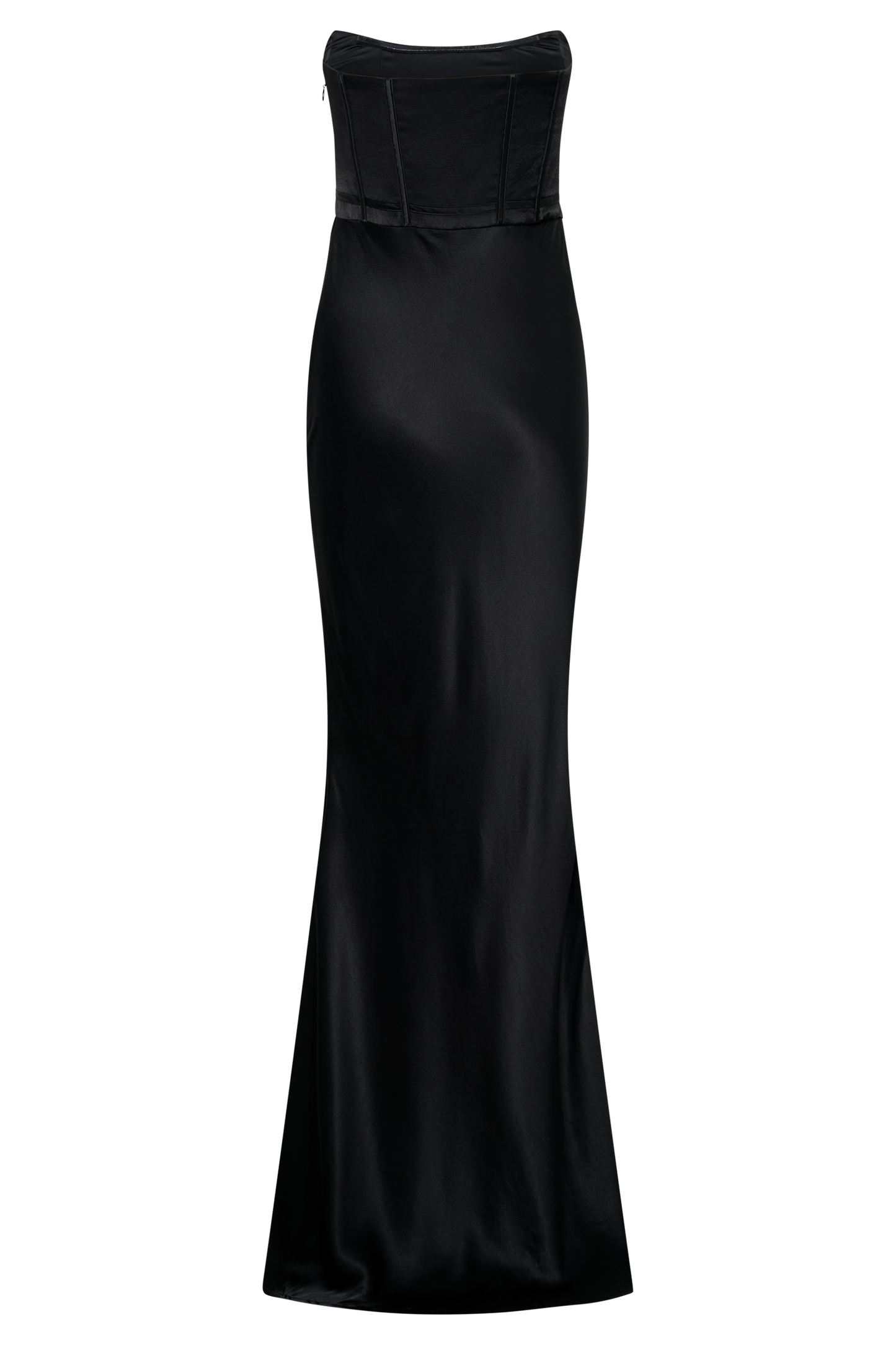 Vestido largo sin tirantes de satén Harlow - Negro
