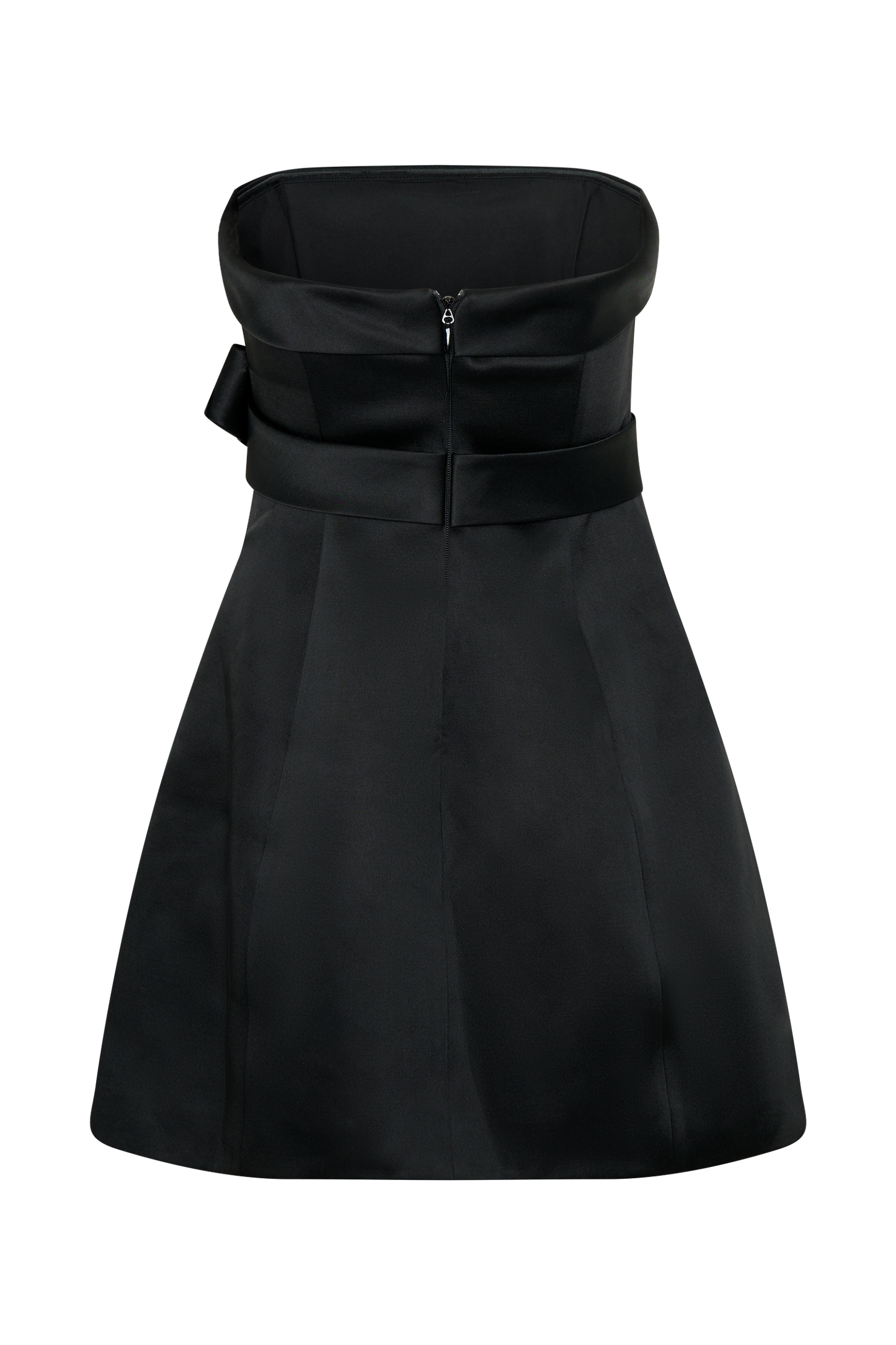 Vestido mini sin tirantes de satén Tatiana con lazo - Negro