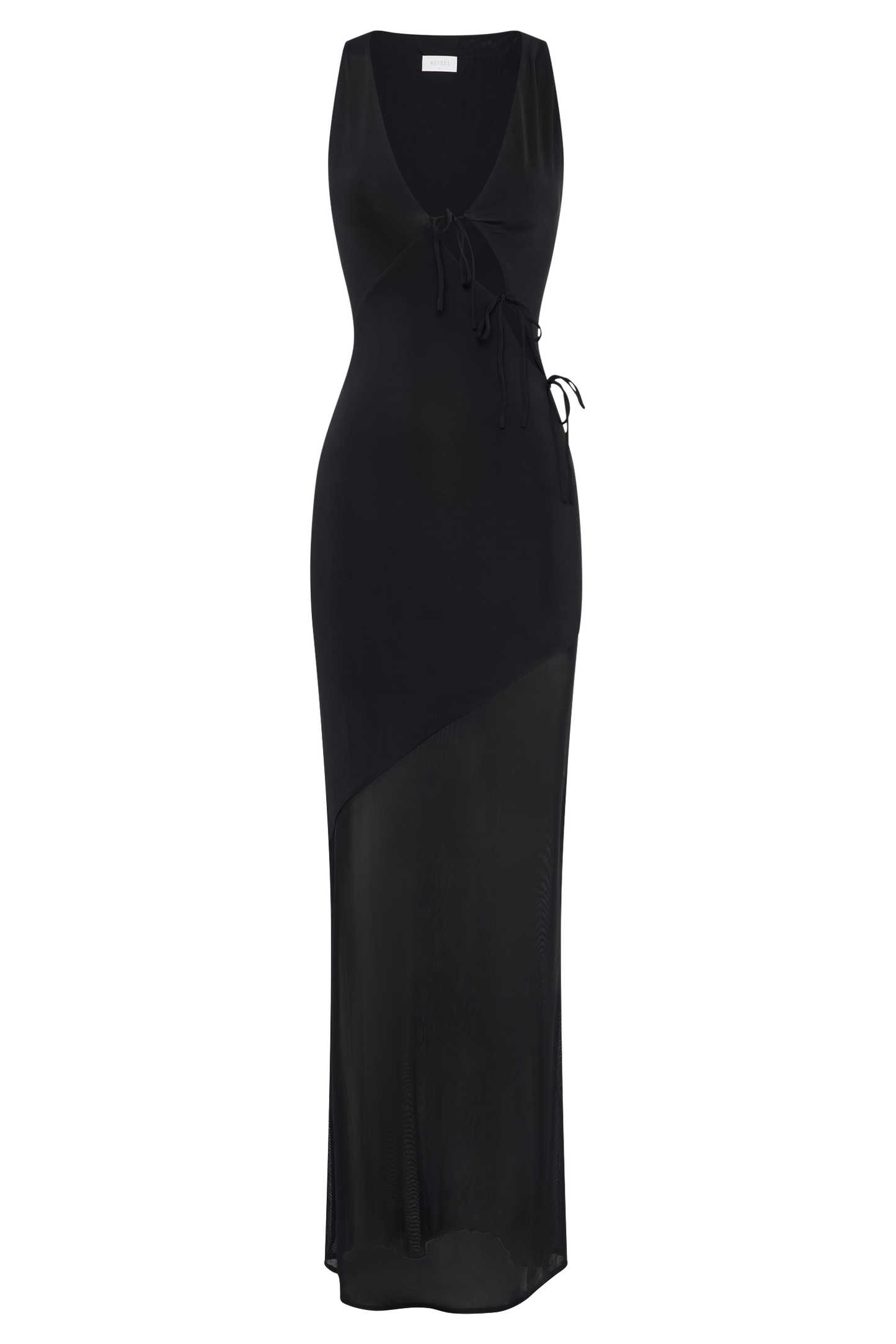 Vestido largo de malla y eslabón de Dove - Negro