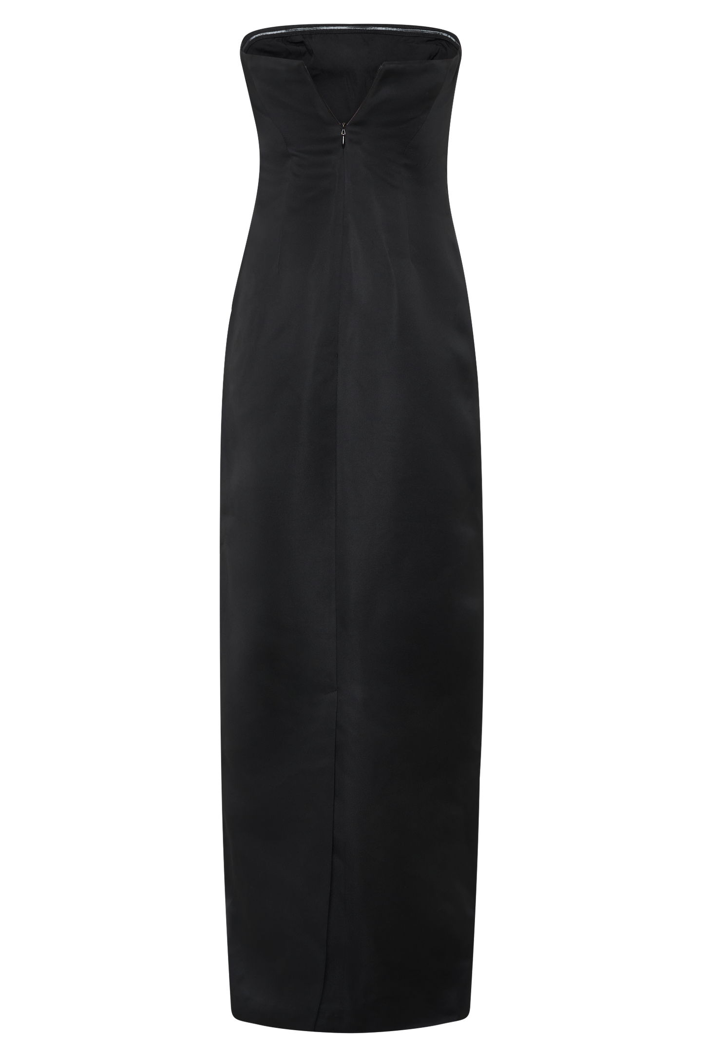 Vestido largo estructurado de satén sin tirantes Cyrill - Negro