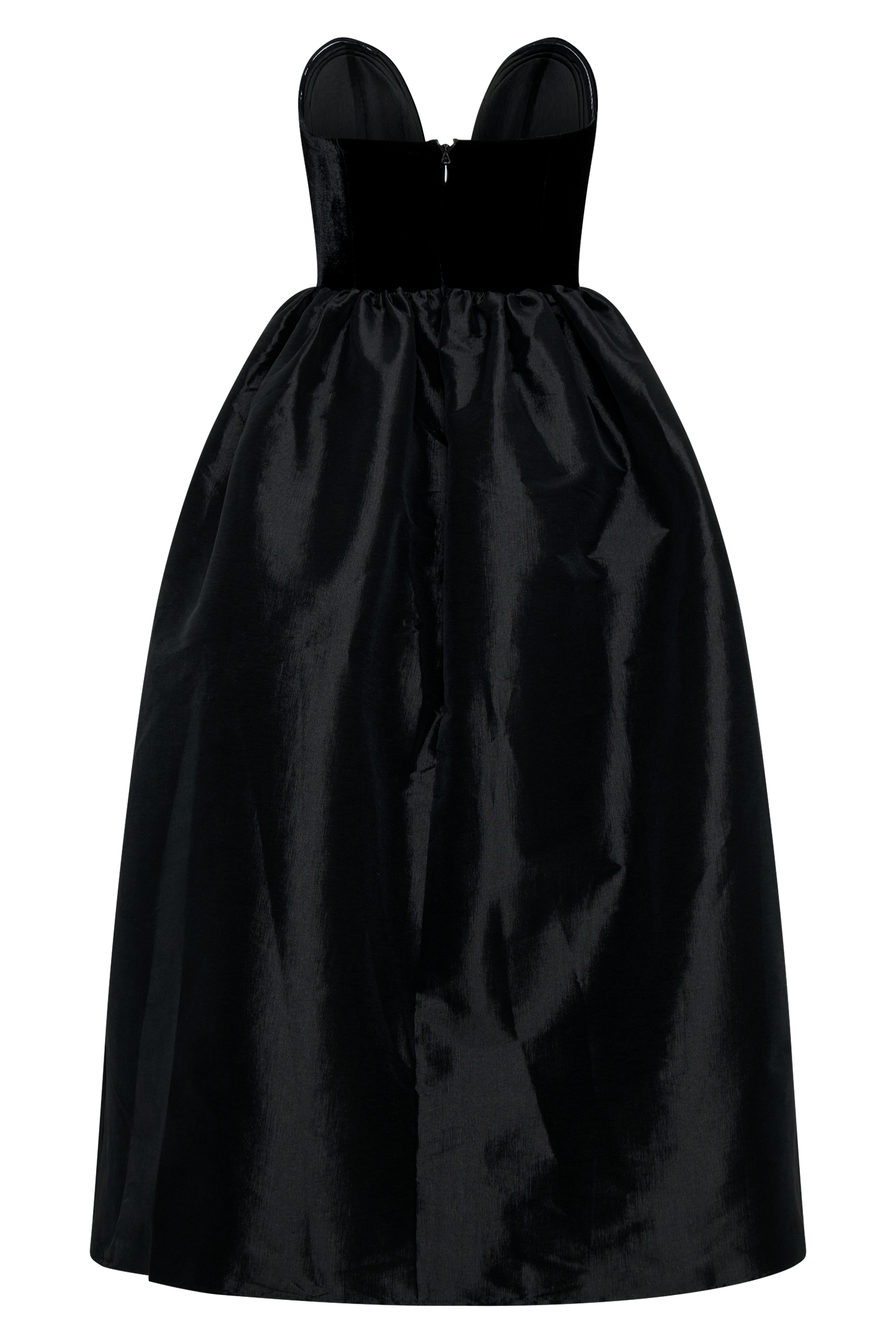 Vestido midi sin tirantes de terciopelo Flora - Negro