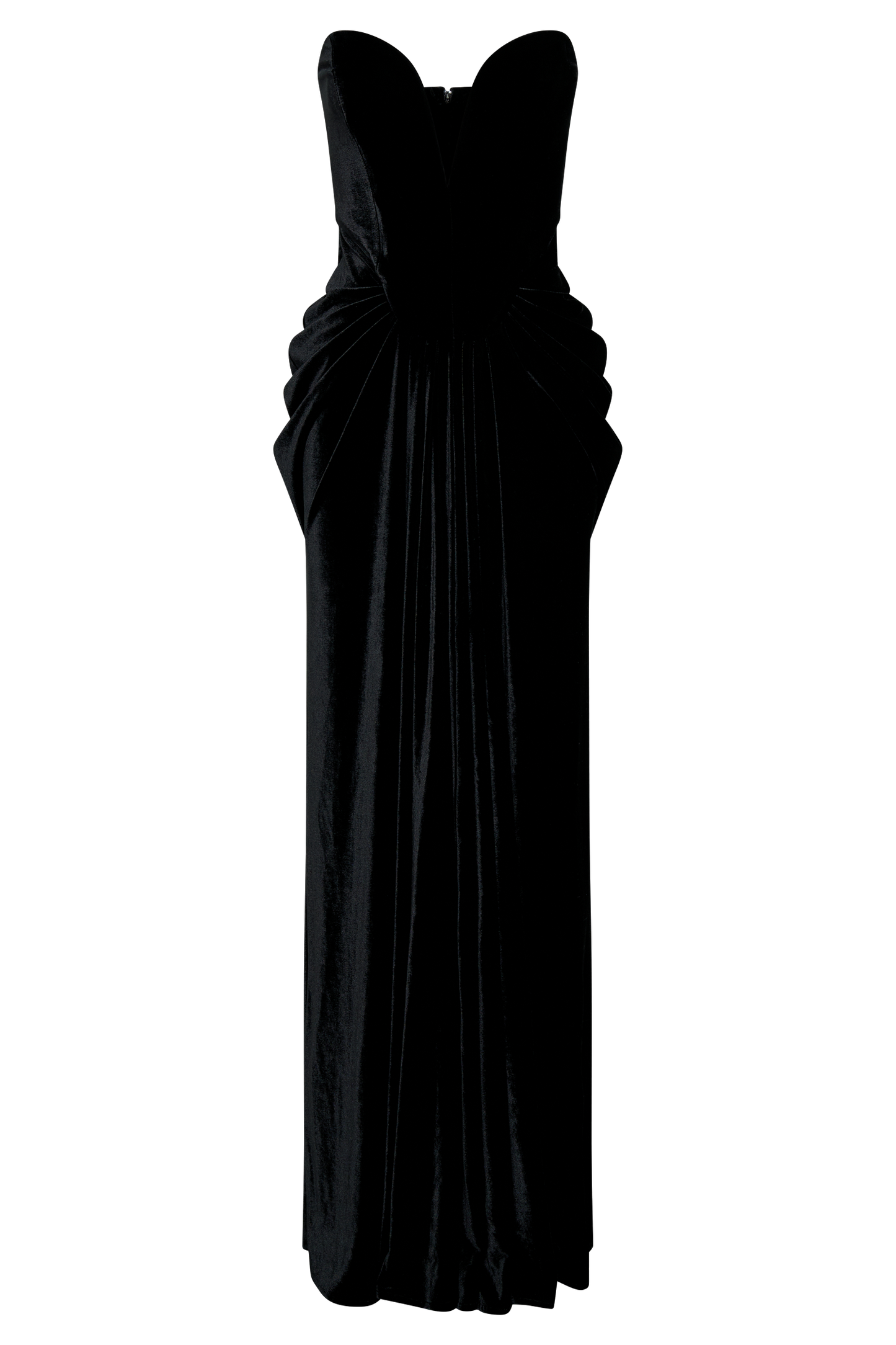 Vestido largo sin tirantes de terciopelo Paige - Negro