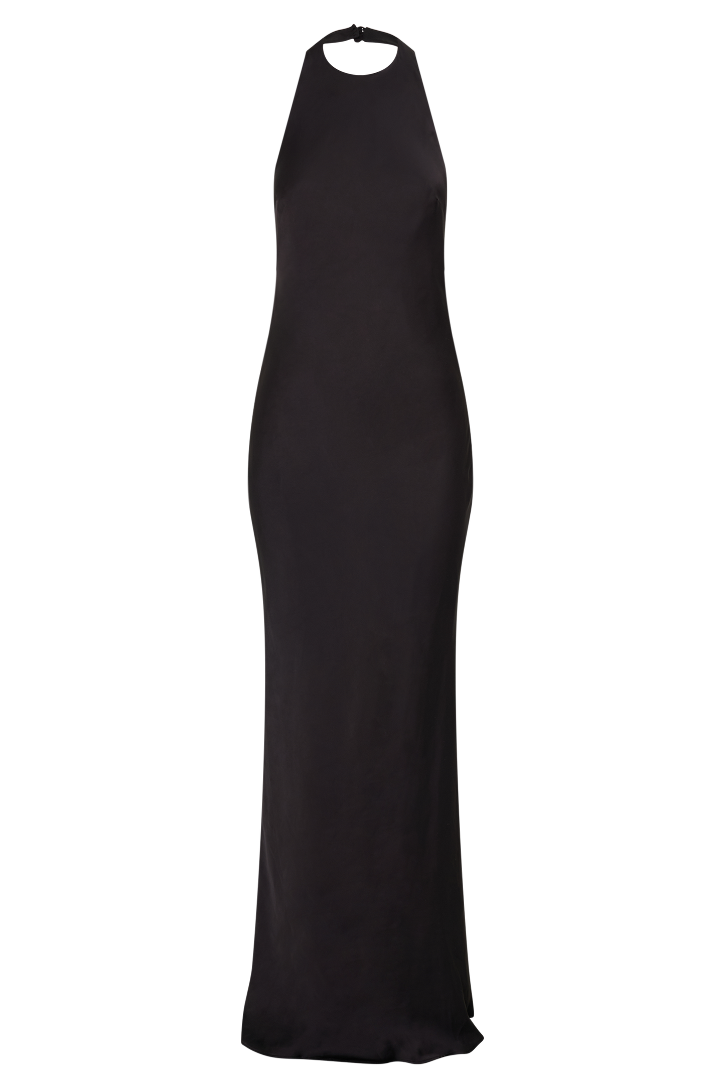 Vestido Maxilarga de Satén Rinna con Cuello Halter - Negro