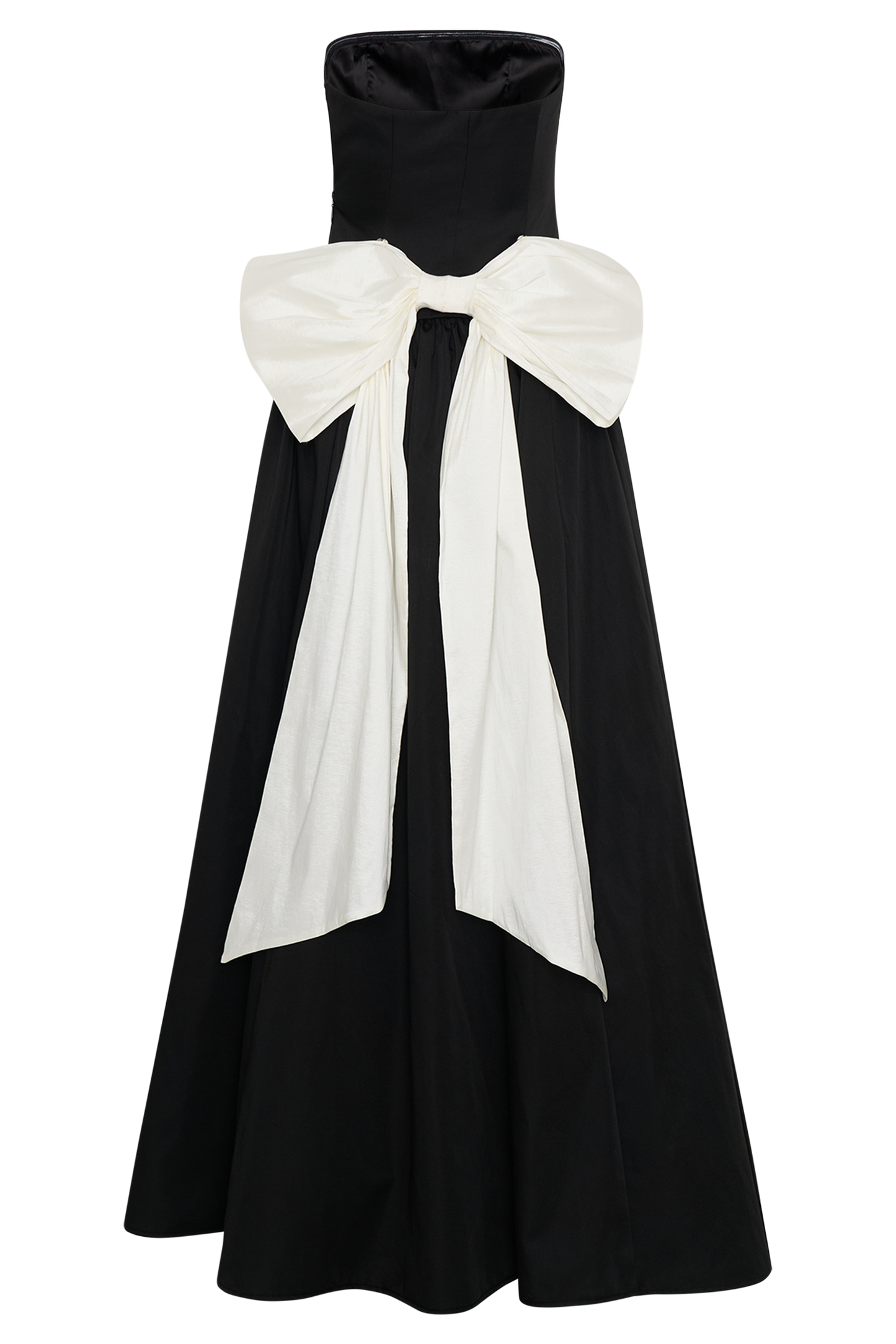 Vestido Maxi sin tirantes con lazo Frances - Negro
