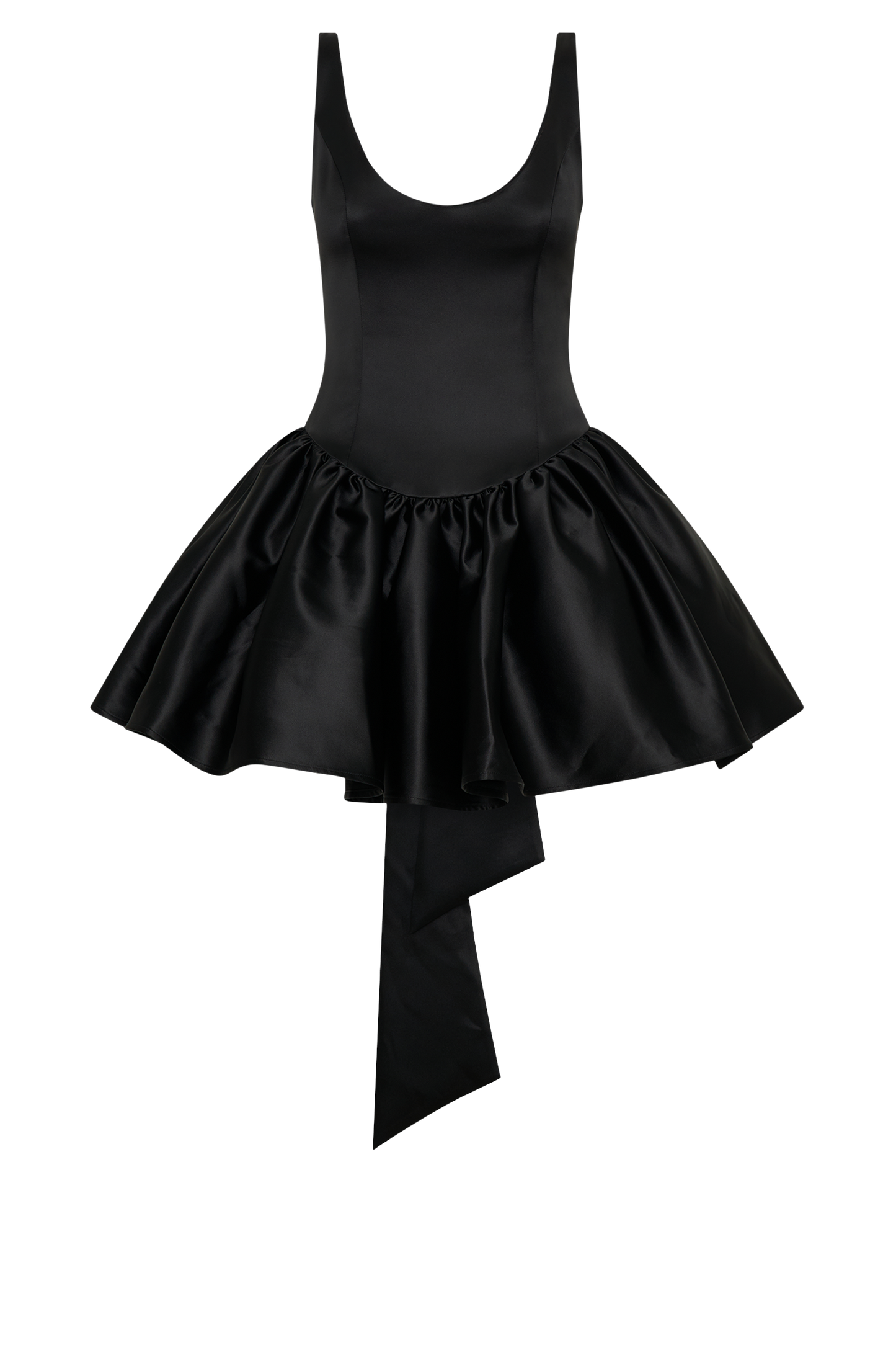 Vestido Mini de Satín Felicia con Moño - Negro