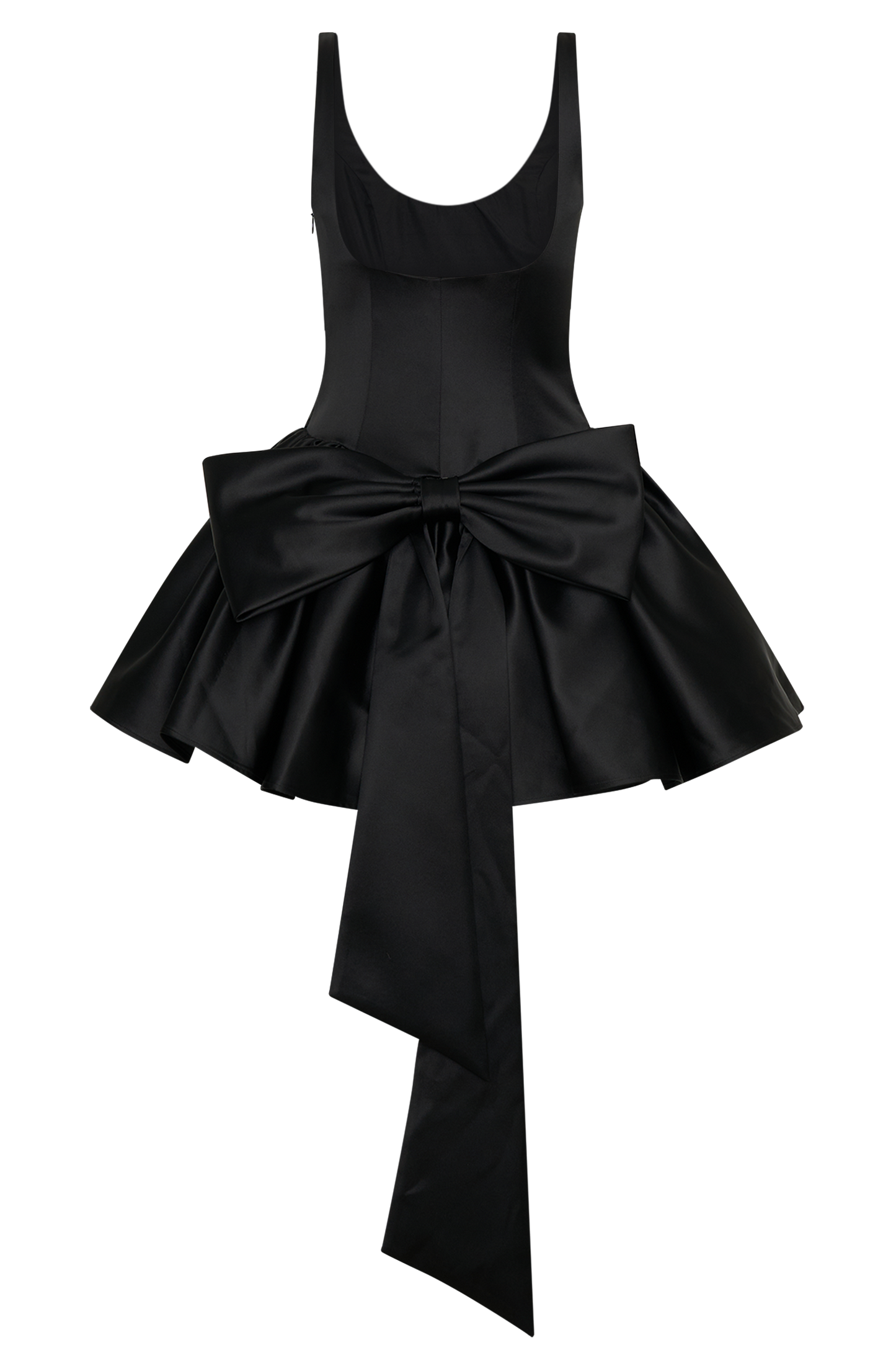 Vestido Mini de Satín Felicia con Moño - Negro