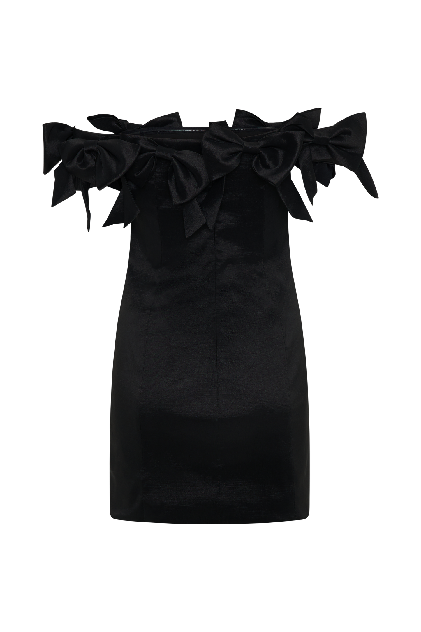 Vestido Mini Sin Espalda con Lazo y Sin Mangas de Rosa - Negro