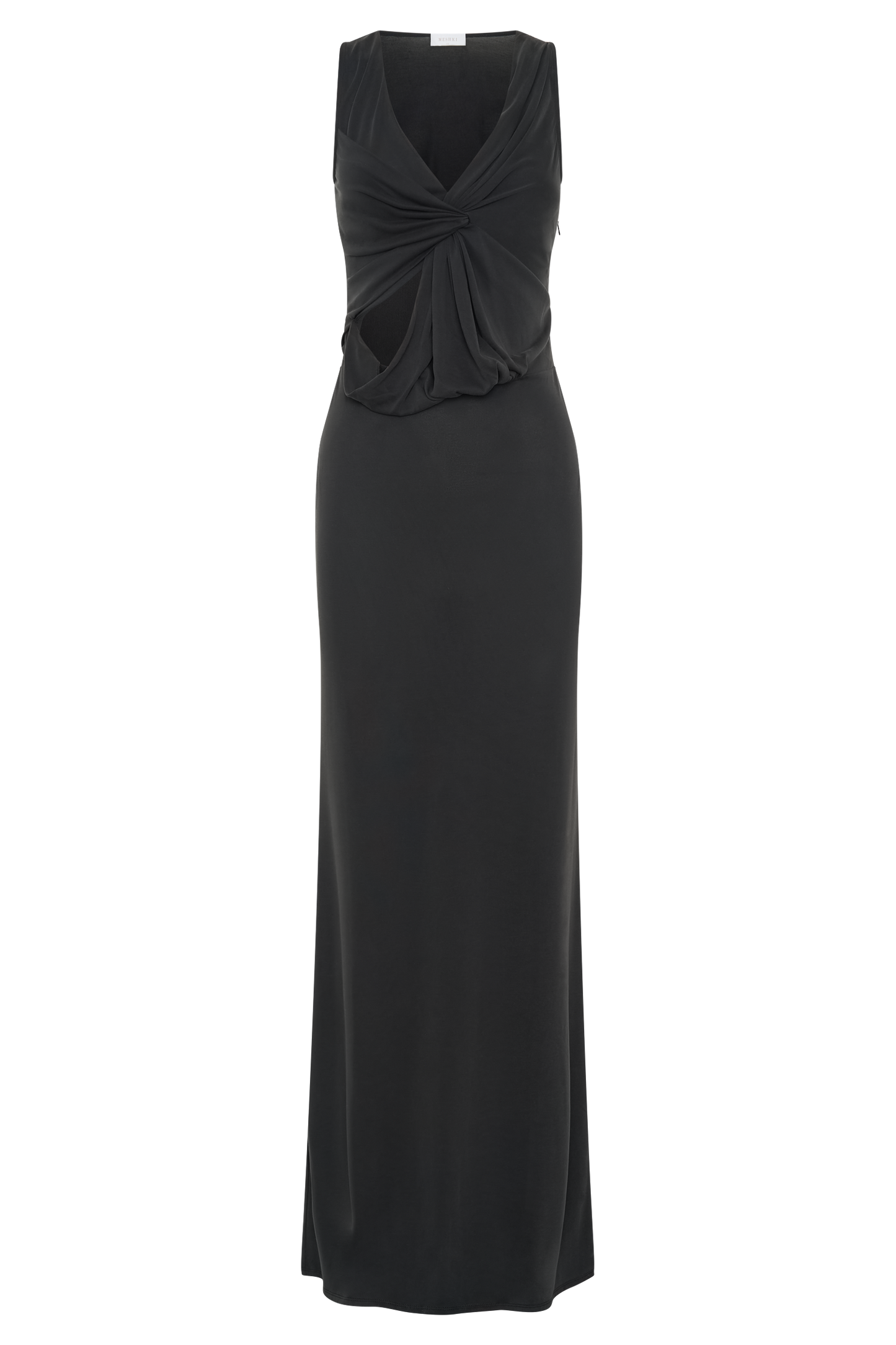 Vestido largo maxi de jersey con estampado de melocotón Kassidy - Negro