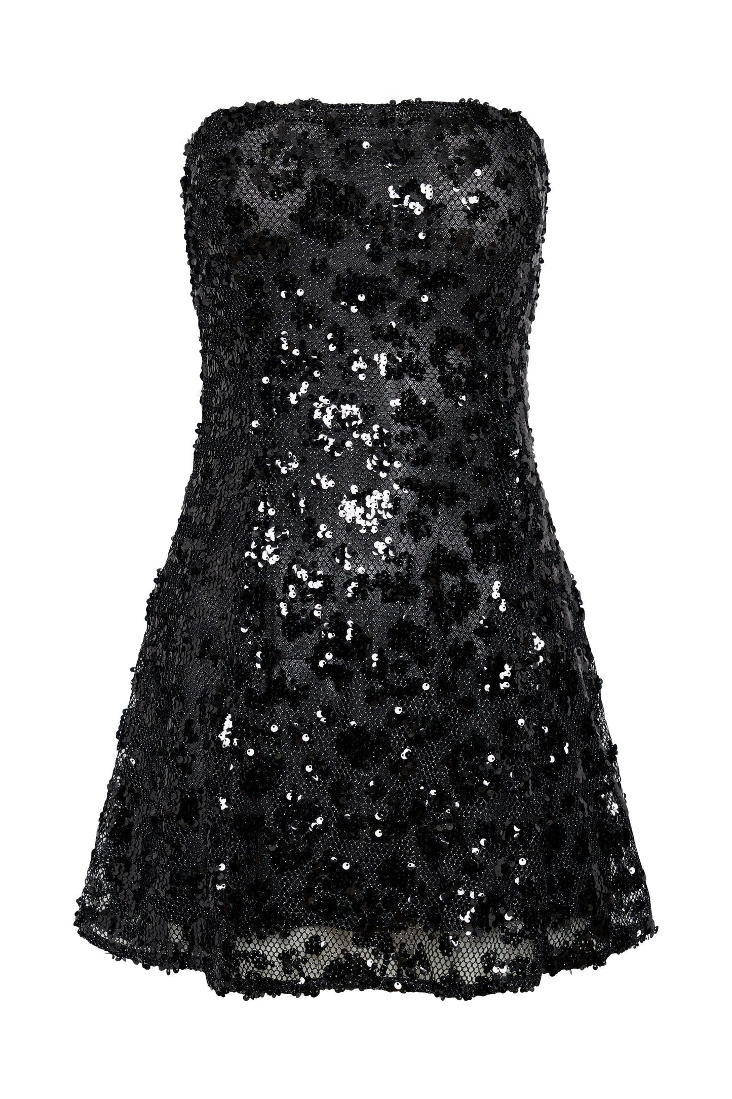 Vestido mini sin tirantes de lentejuelas Everleigh - Negro