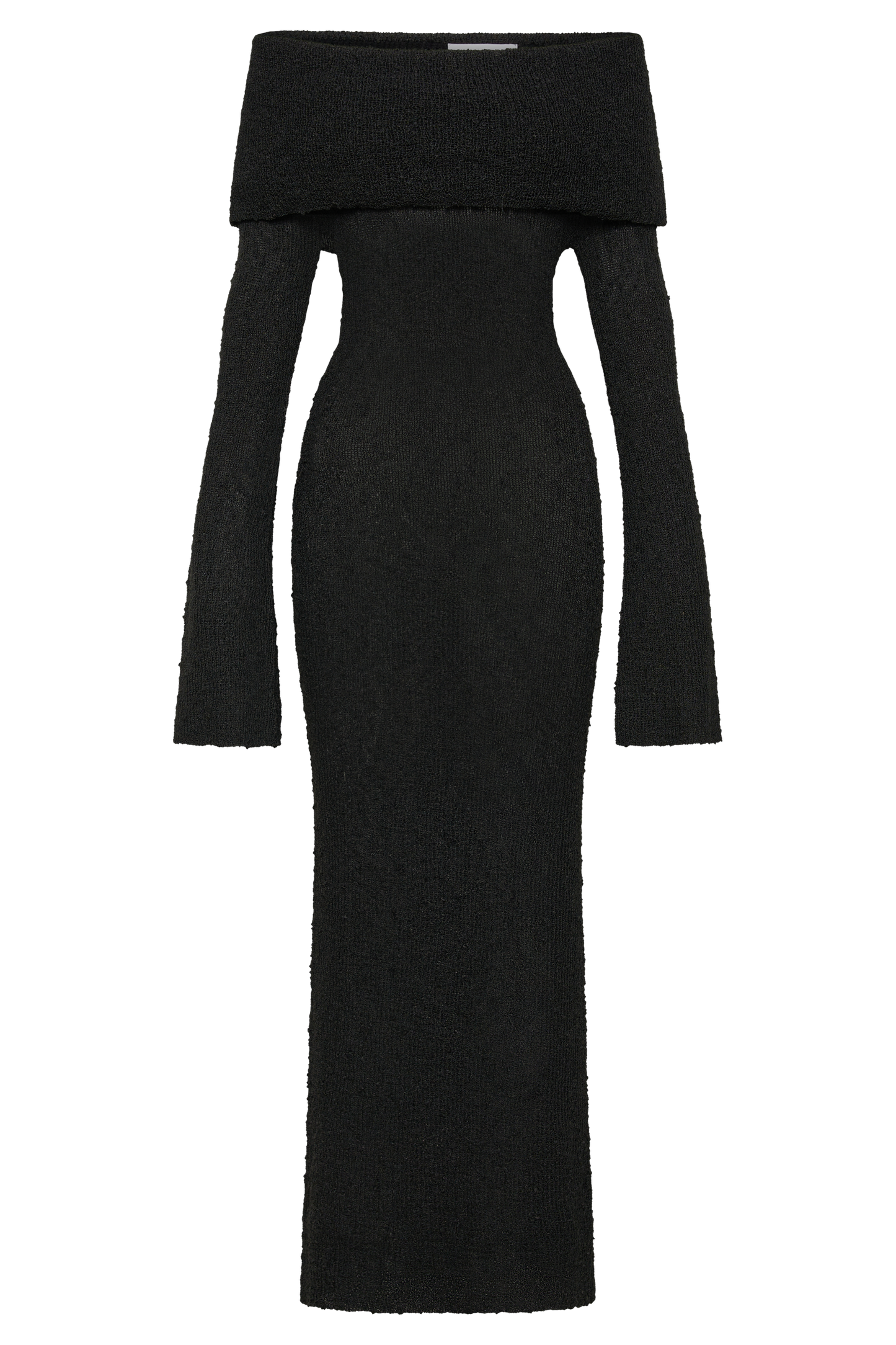 Vestido largo de boucle con hombros descubiertos Marisol - Negro