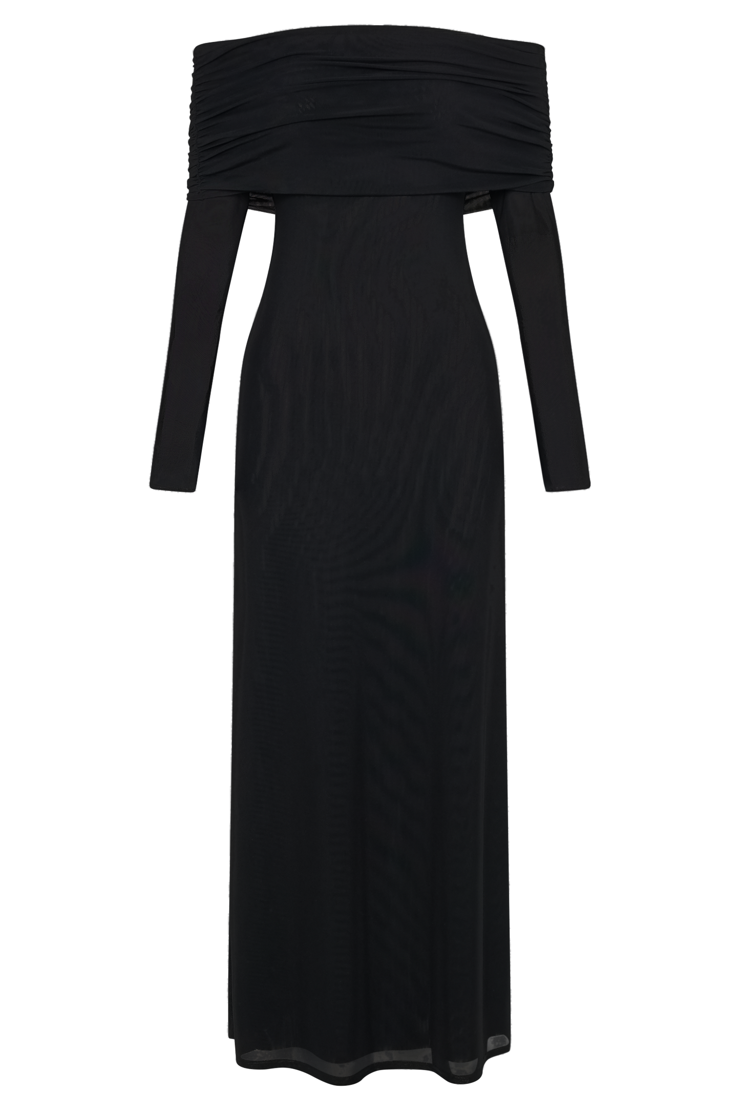 Vestido largo maxi transparente sin hombros Josie - Negro