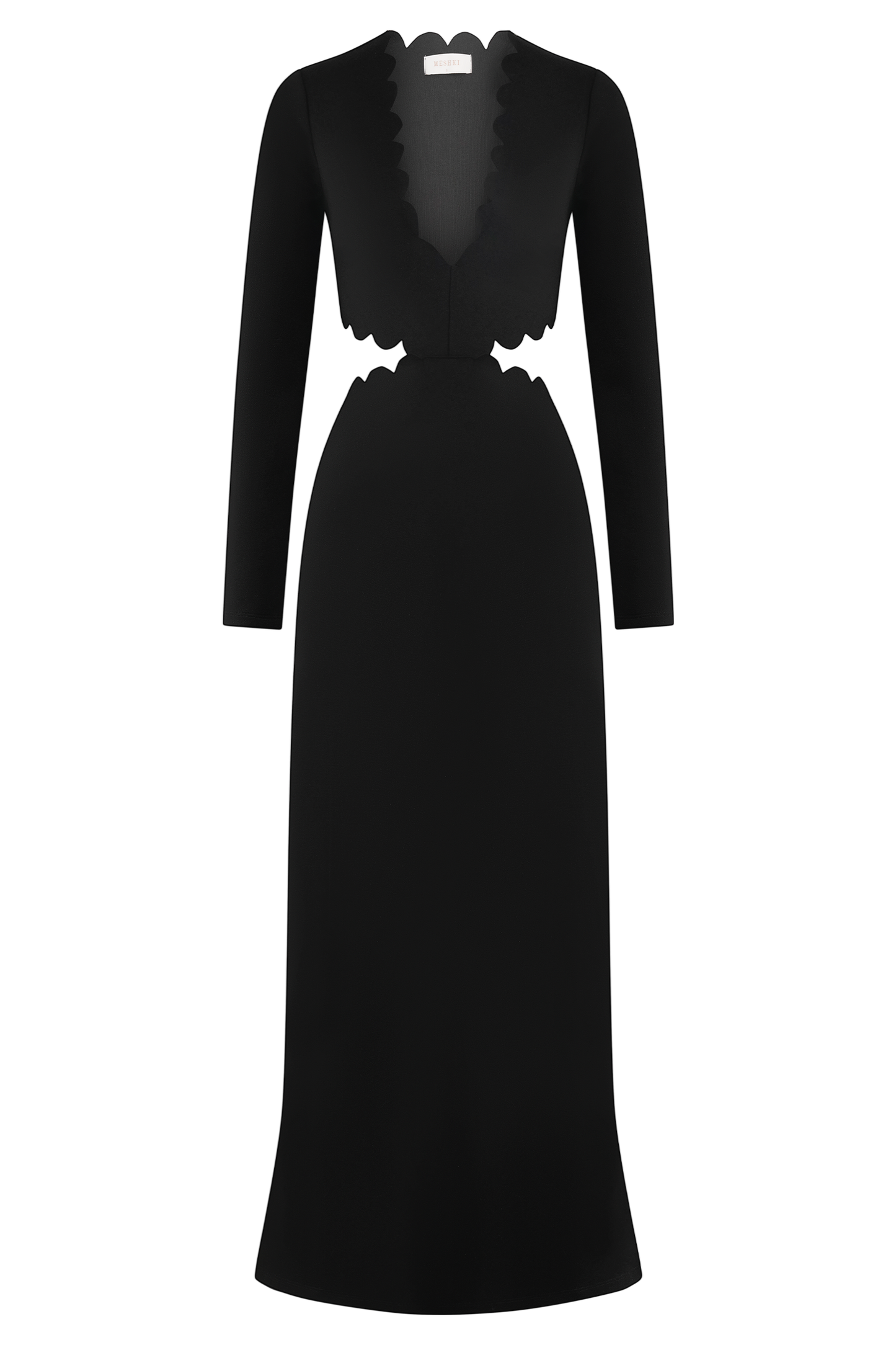 Vestido maxi de tirantes con ribetes Cynthia - Negro