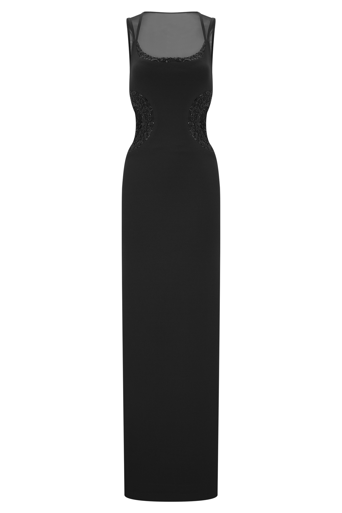 Vestido maxi de crepé con cuentas Angelique - Negro