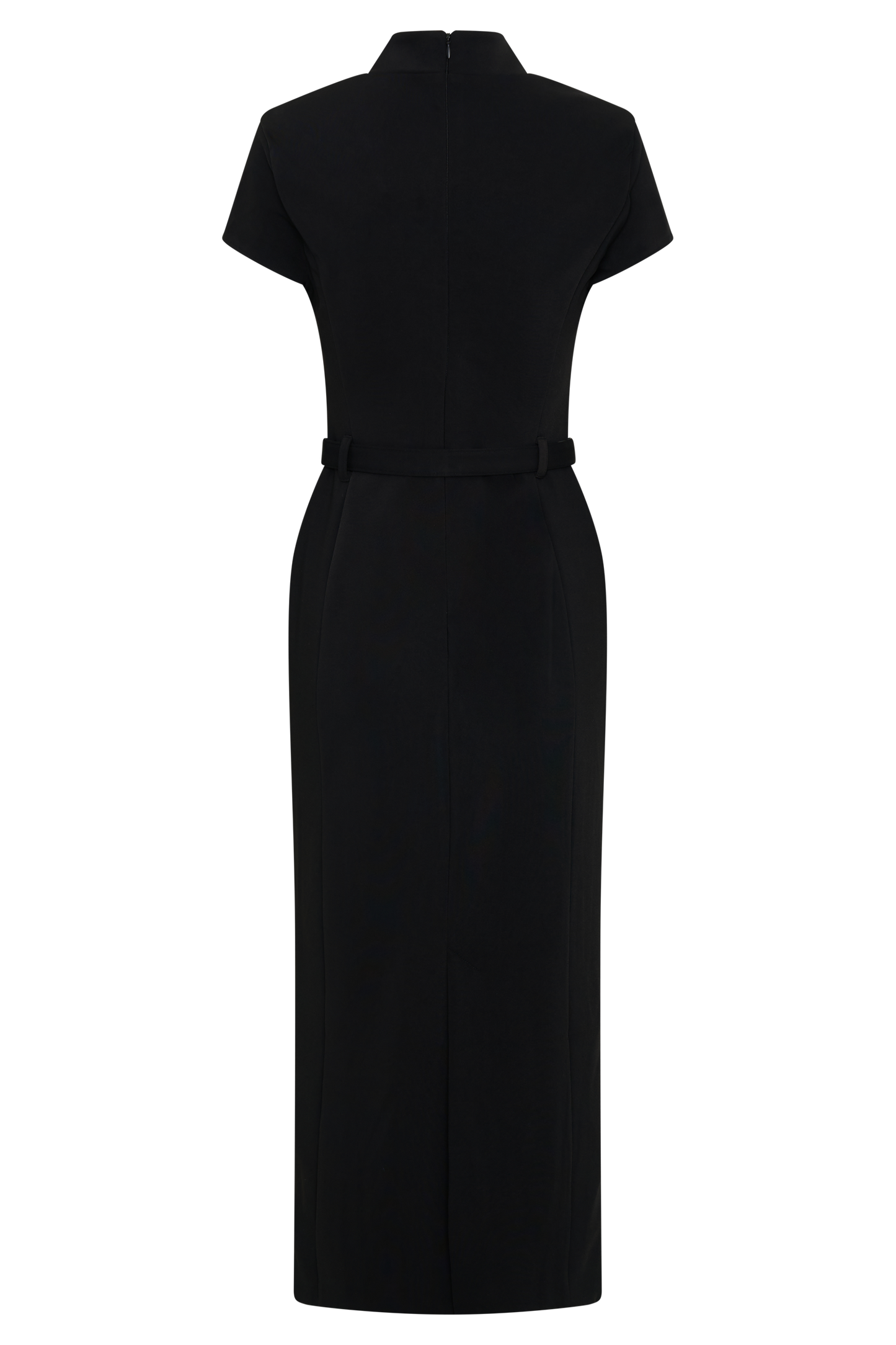 Vestido midi de crepé de manga corta Arwyn - Negro