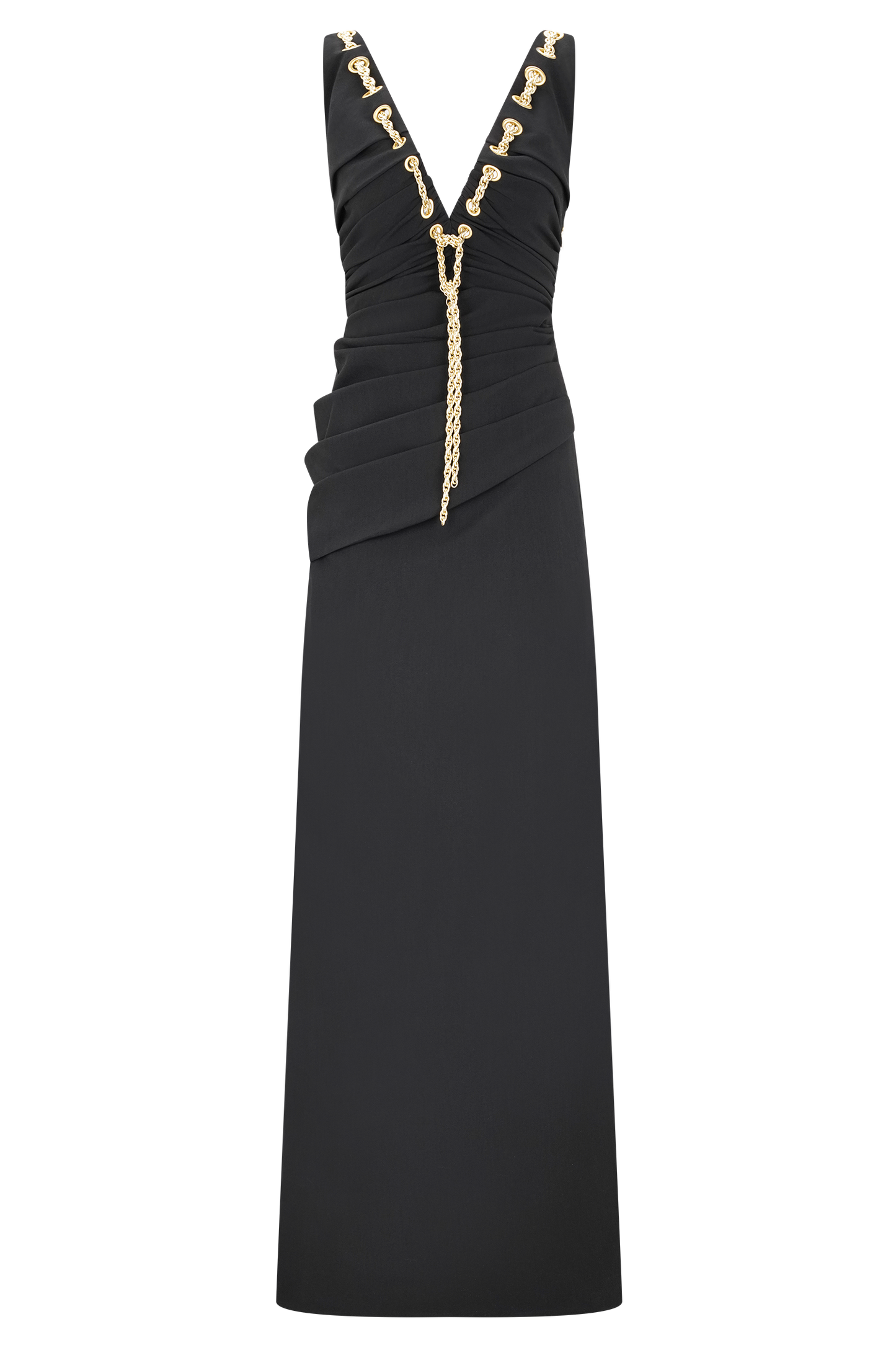 Vestido largo tipo maxi con escote bajo Axton - Negro