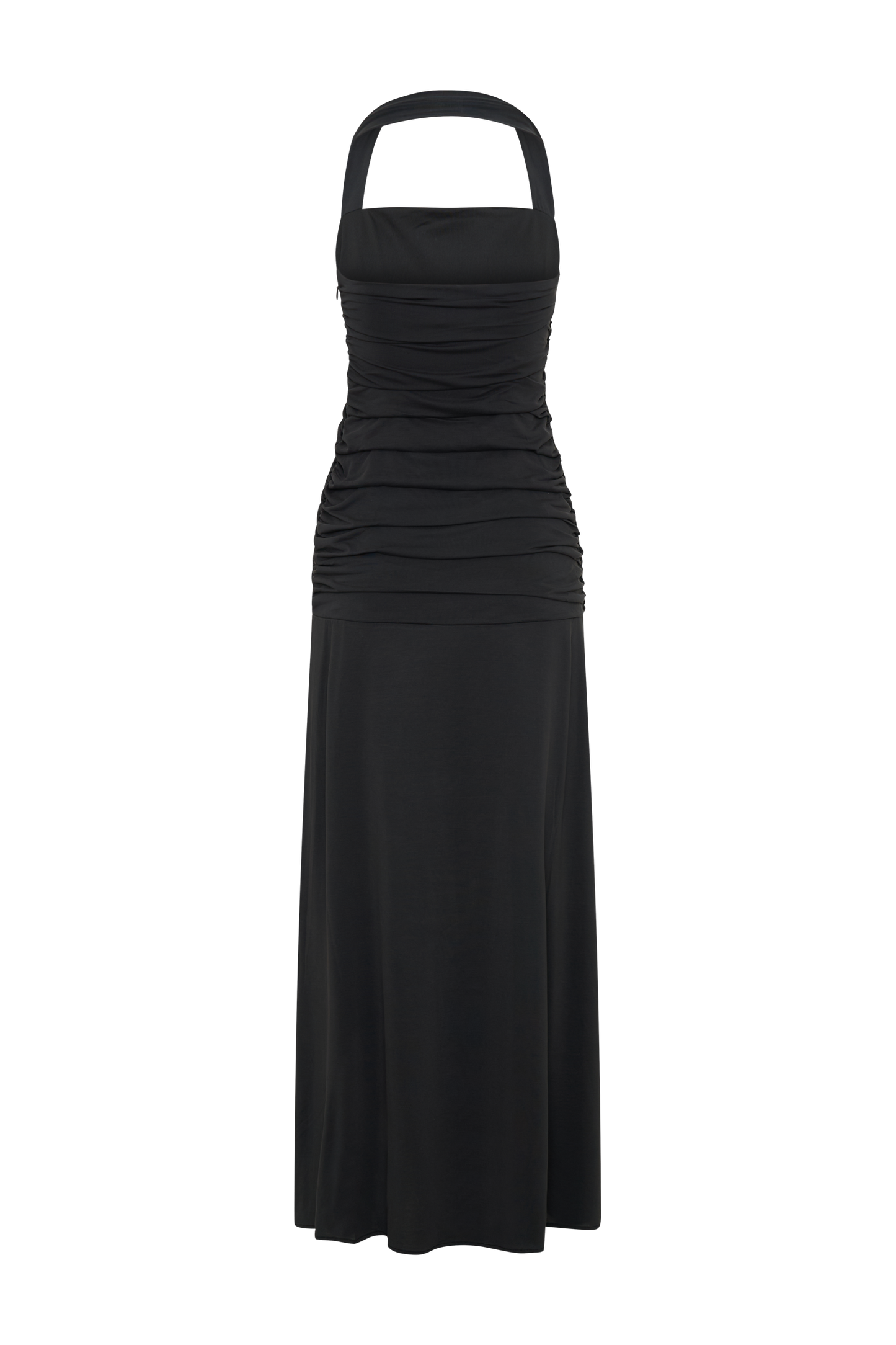 Vestido largo maxi halter de jersey con acabado en durazno Bentley - Negro