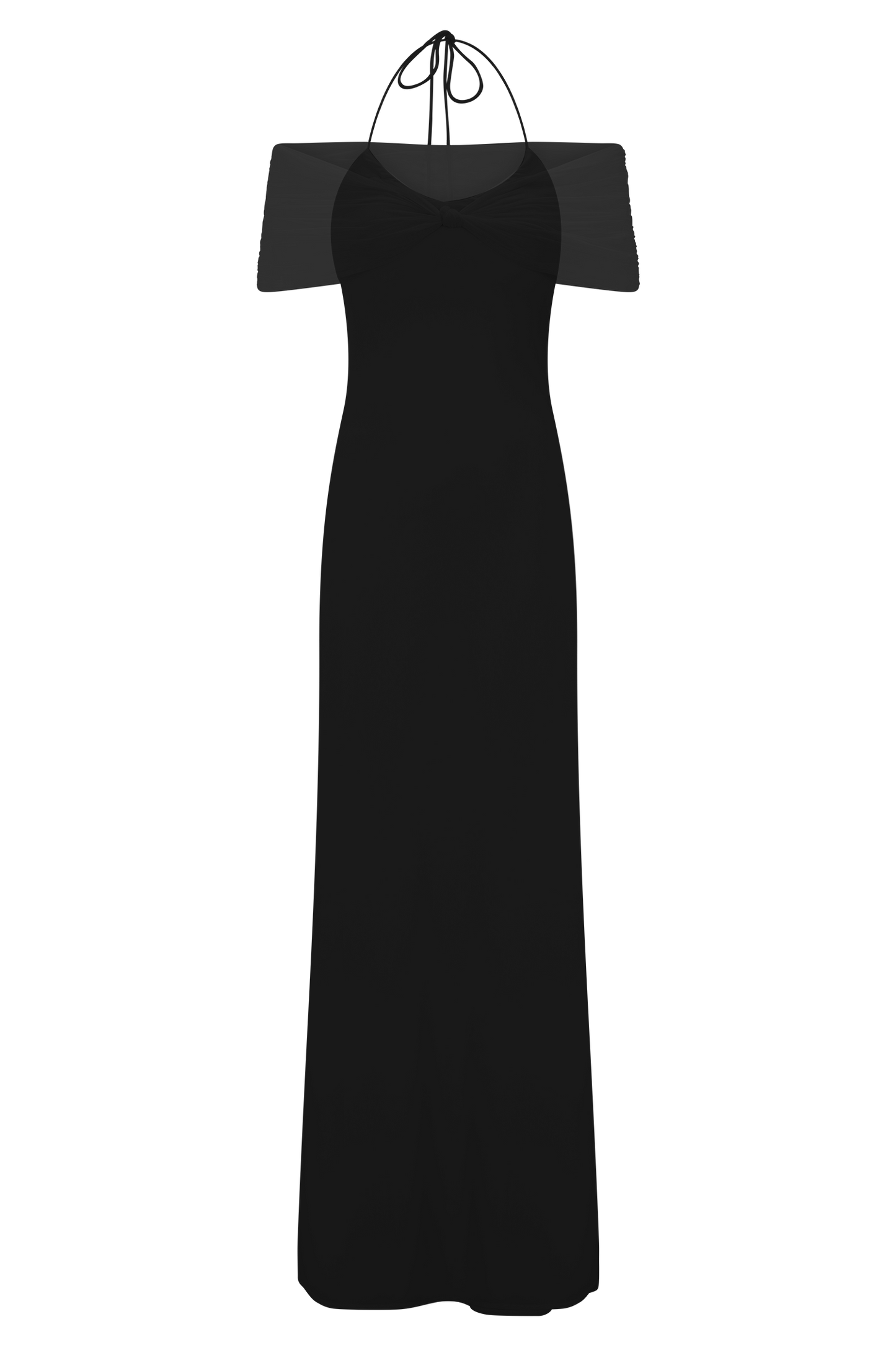 Vestido largo Maxi de malla y tirantes tipo slinky Bernadina - Negro