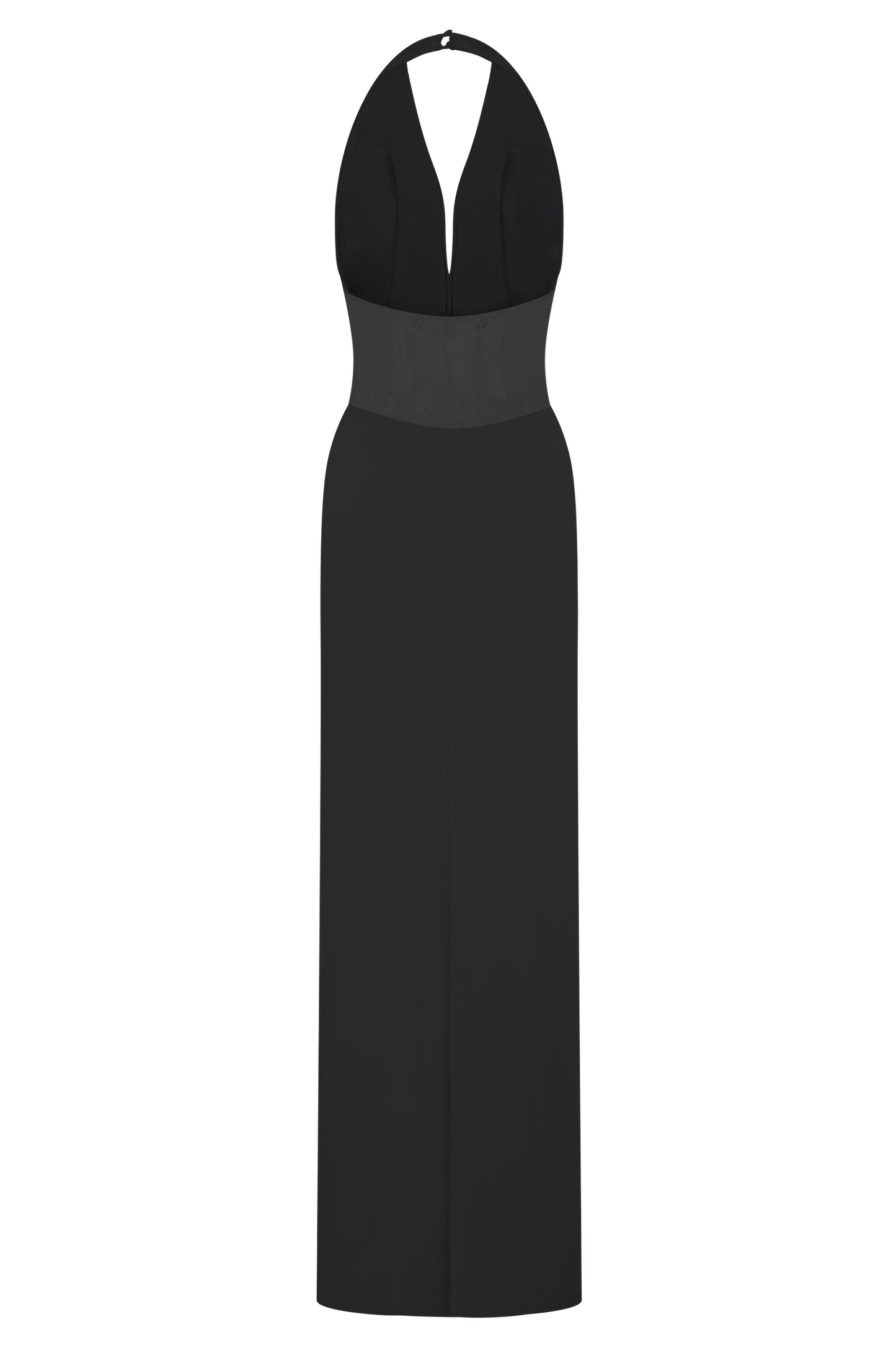 Vestido Maxilo Largo de Encaje y Rizo Bonnie - Negro