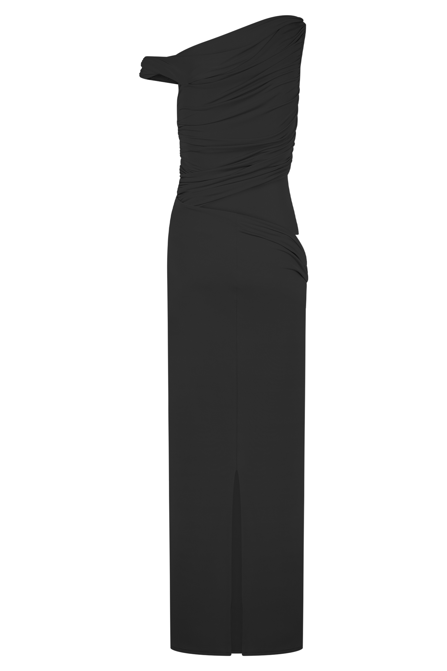 Vestido largo tipo slip de un hombro Callen en negro