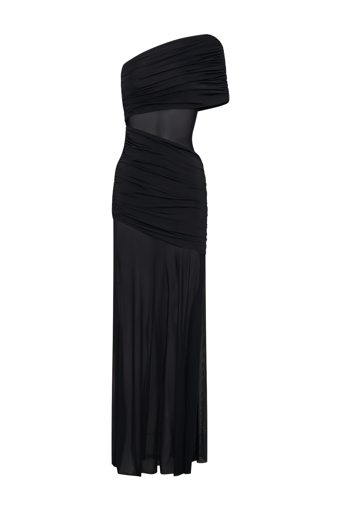 Vestido Maxi de Red con Un Hombro de Malla Dallas