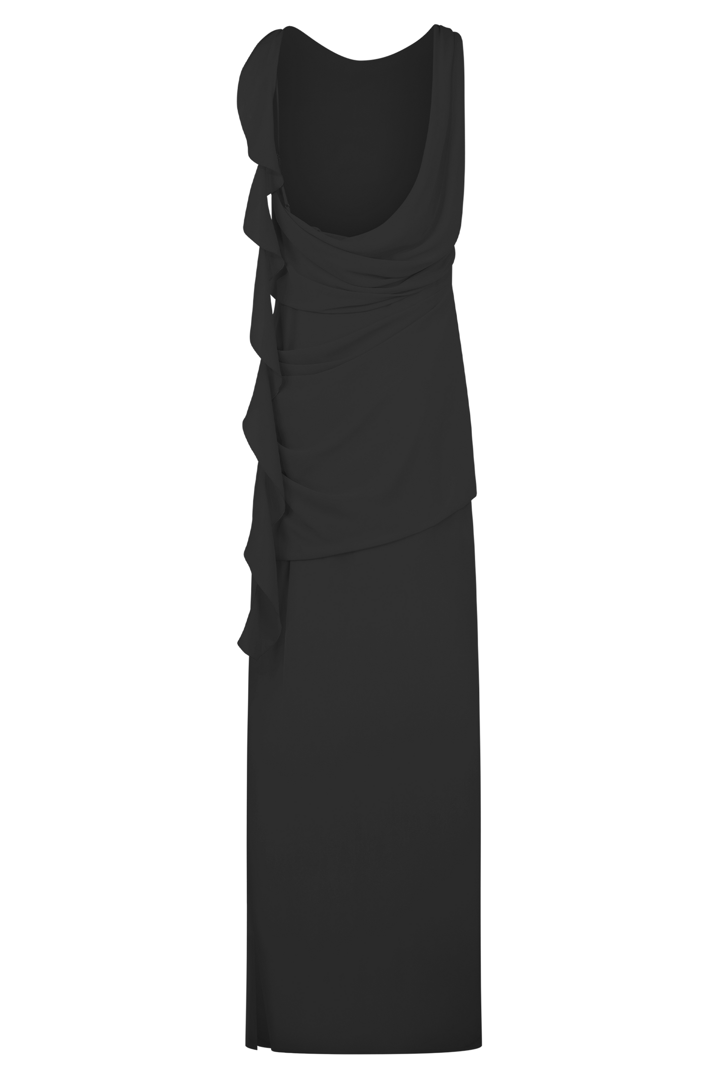 Vestido maxi de gasa drapeada Daria - Negro