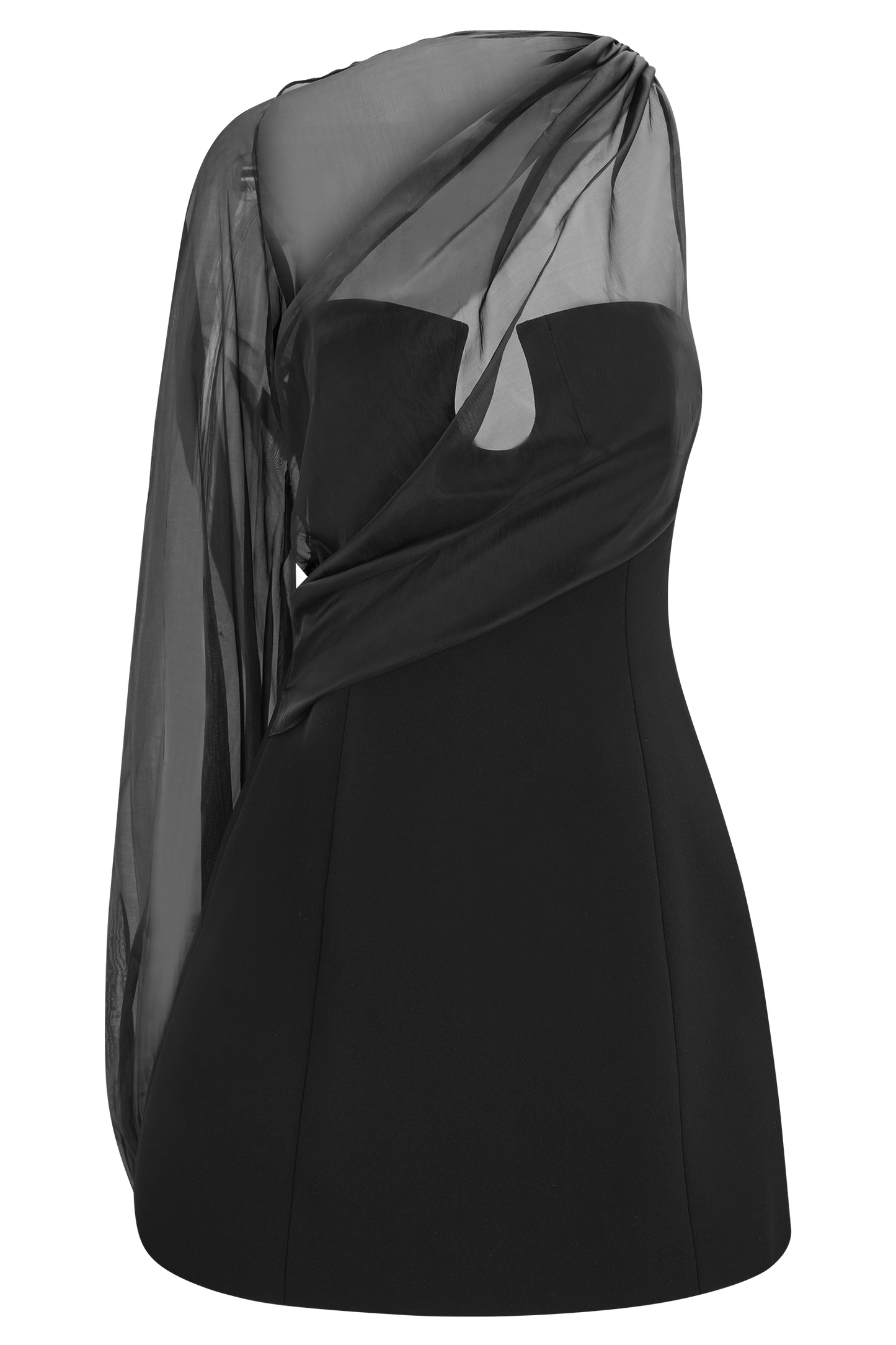 Vestido Mini de Organza Effie con una Mangare - Negro