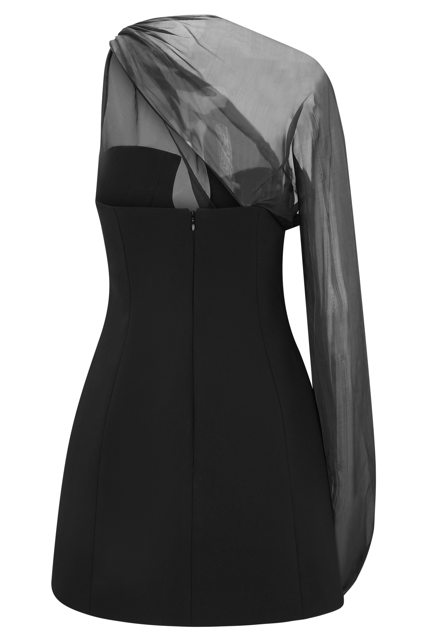 Vestido Mini de Organza Effie con una Mangare - Negro