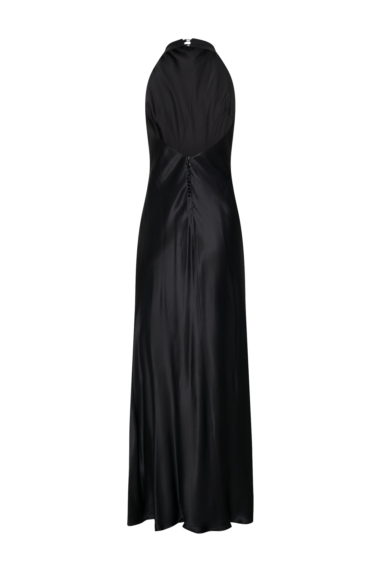 Vestido largo con escote a cowl satinado iridiscente Esther - Negro