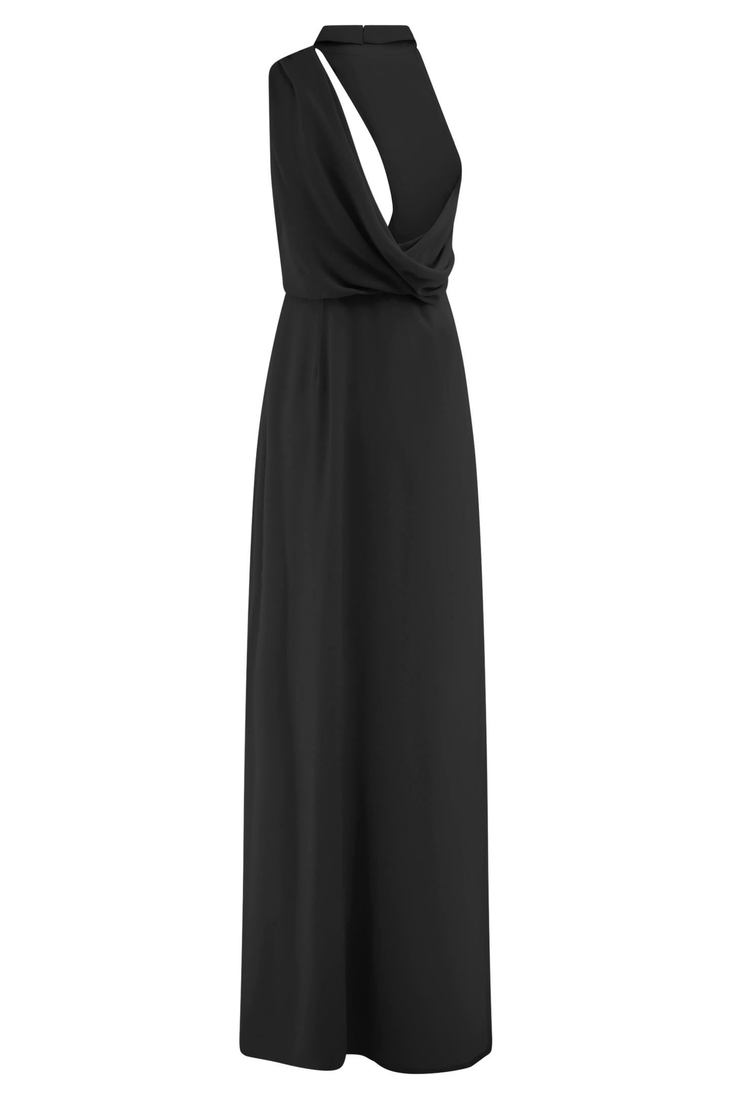 Vestido maxi con cuello papaya Galia - Negro
