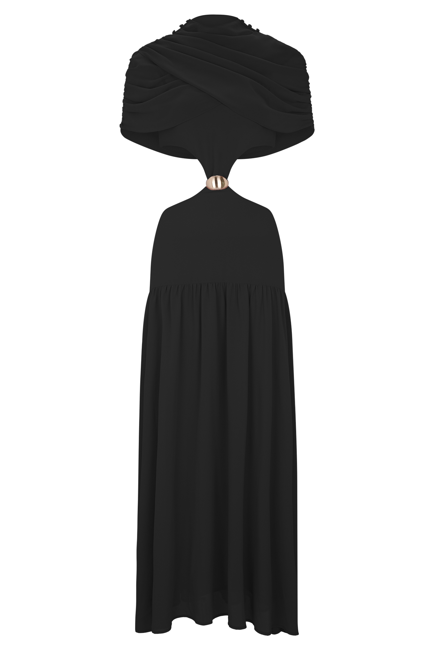 Vestido midi de chiffon Georgina - Negro