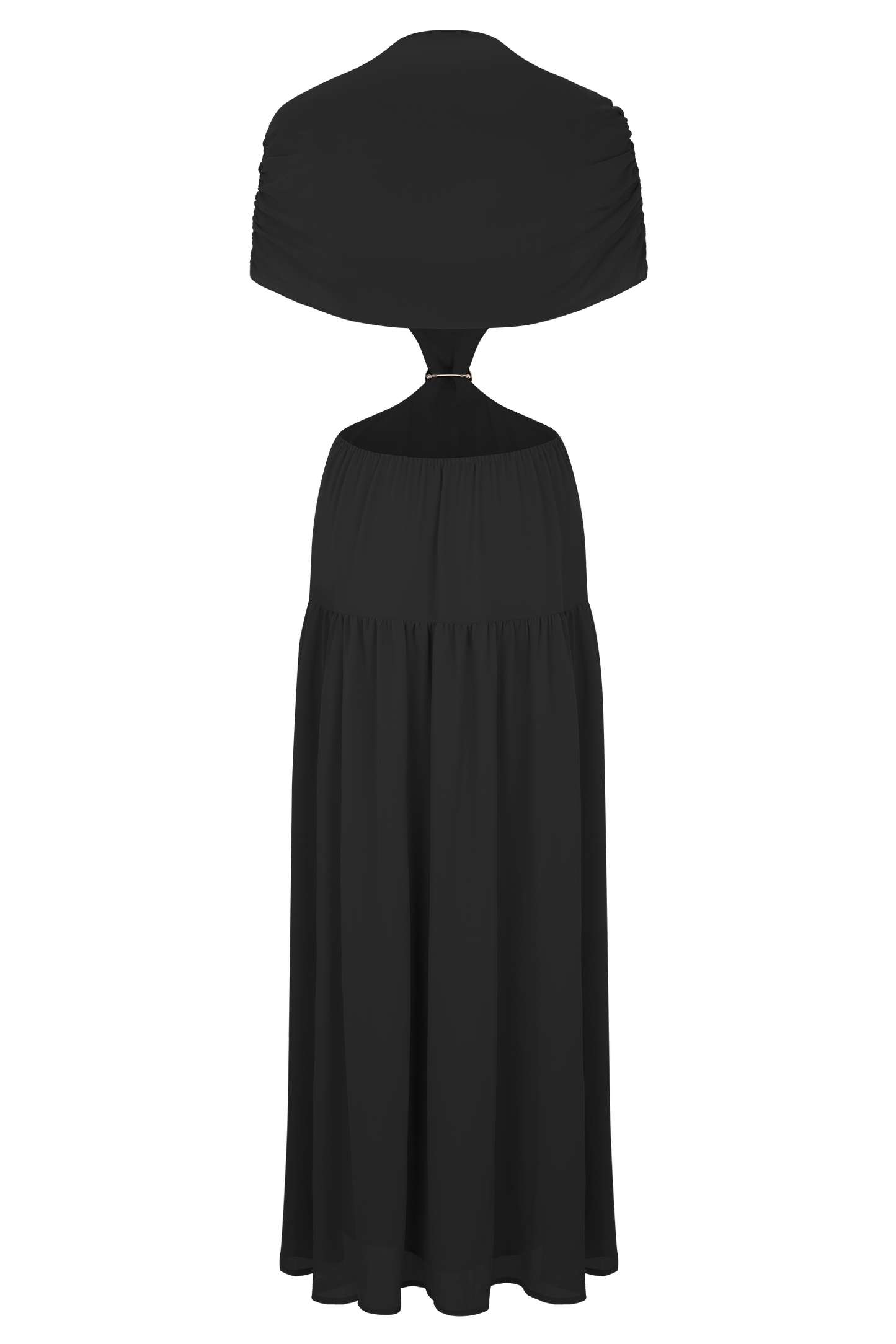 Vestido midi de chiffon Georgina - Negro