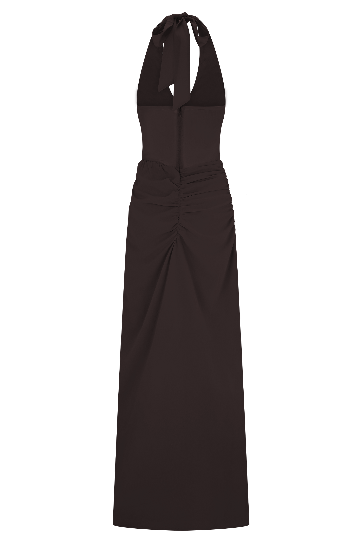 Vestido maxi de gasa y malla Jonna - Chocolate oscuro