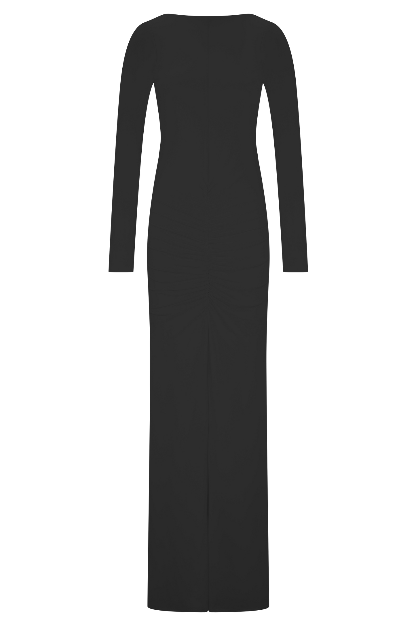 Vestido largo de manga larga en forma de bombé Louisa - Negro