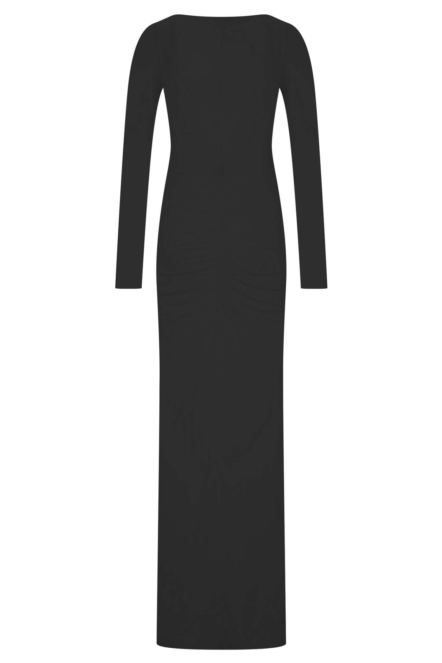 Vestido largo de manga larga en forma de bombé Louisa - Negro