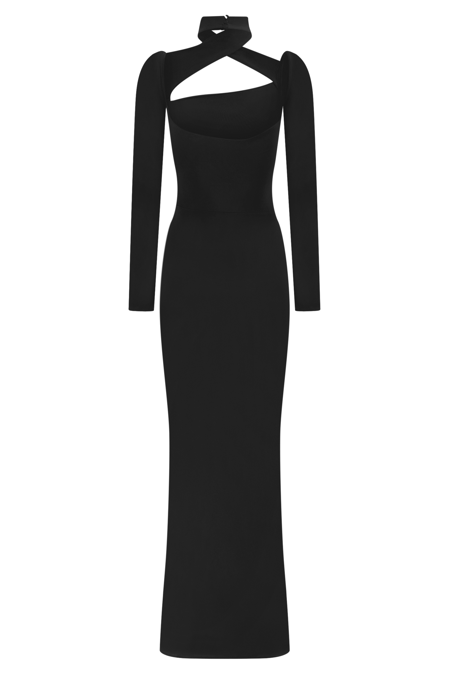 Vestido largo de manga larga Lyndon Slinky - Negro