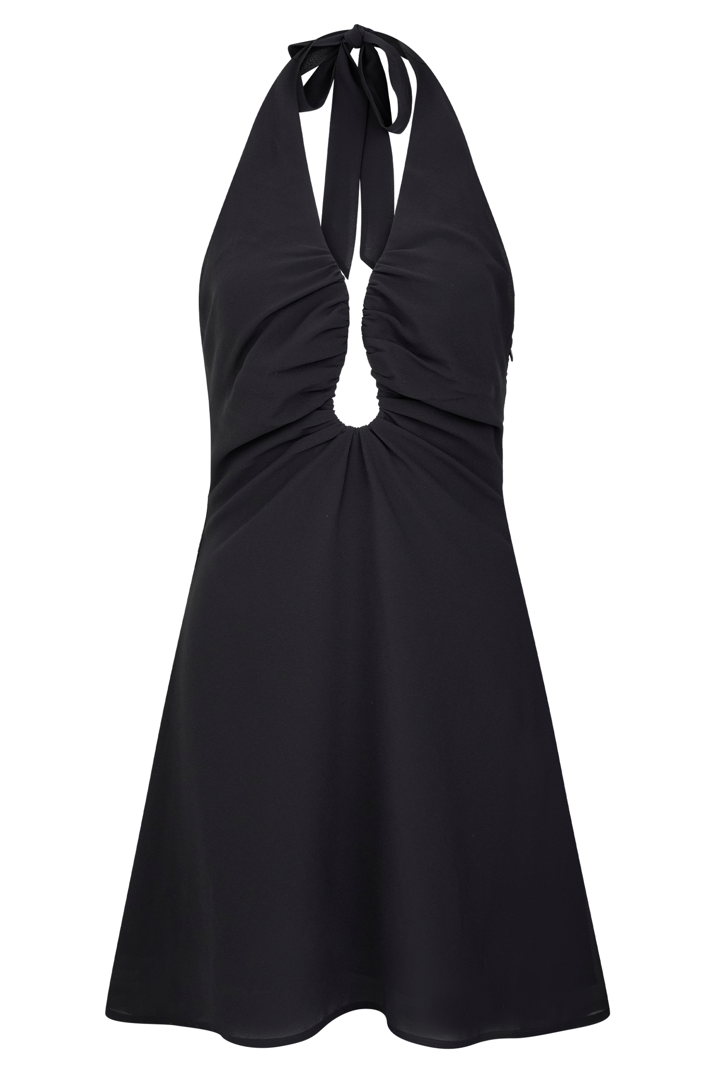 Vestido Mini de Gasa con Cuello Halter Malakhai - Negro