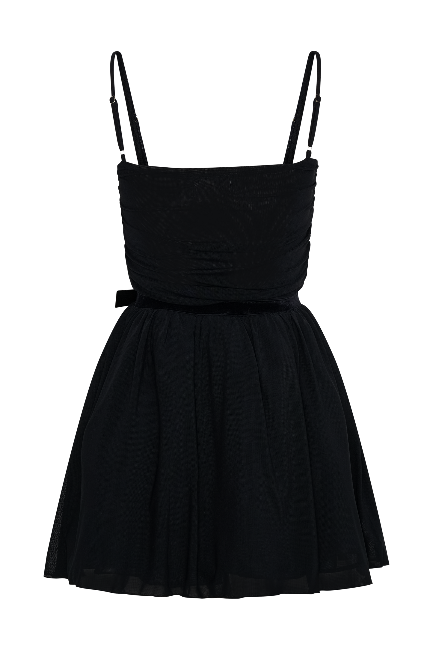 Vestido Mini de Malla con Flor Mischa - Negro